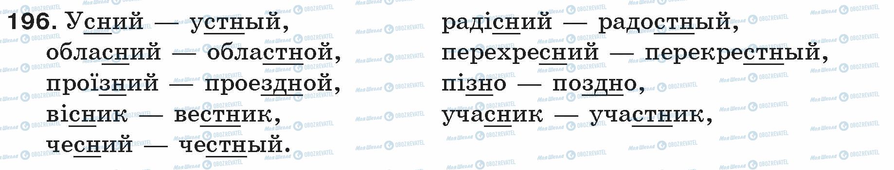 ГДЗ Русский язык 5 класс страница 196