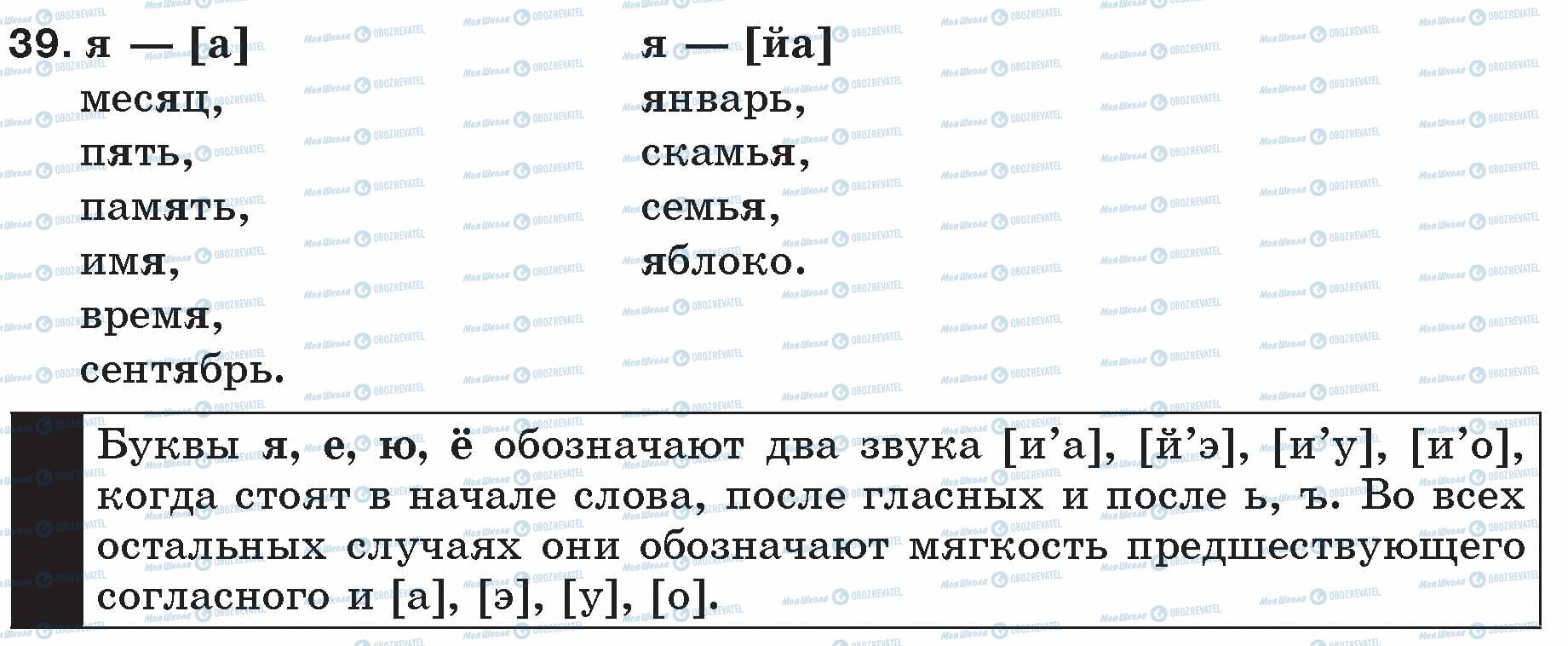 ГДЗ Російська мова 5 клас сторінка 39