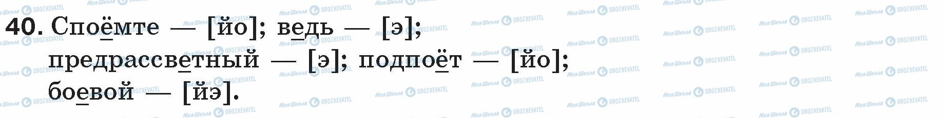 ГДЗ Російська мова 5 клас сторінка 40