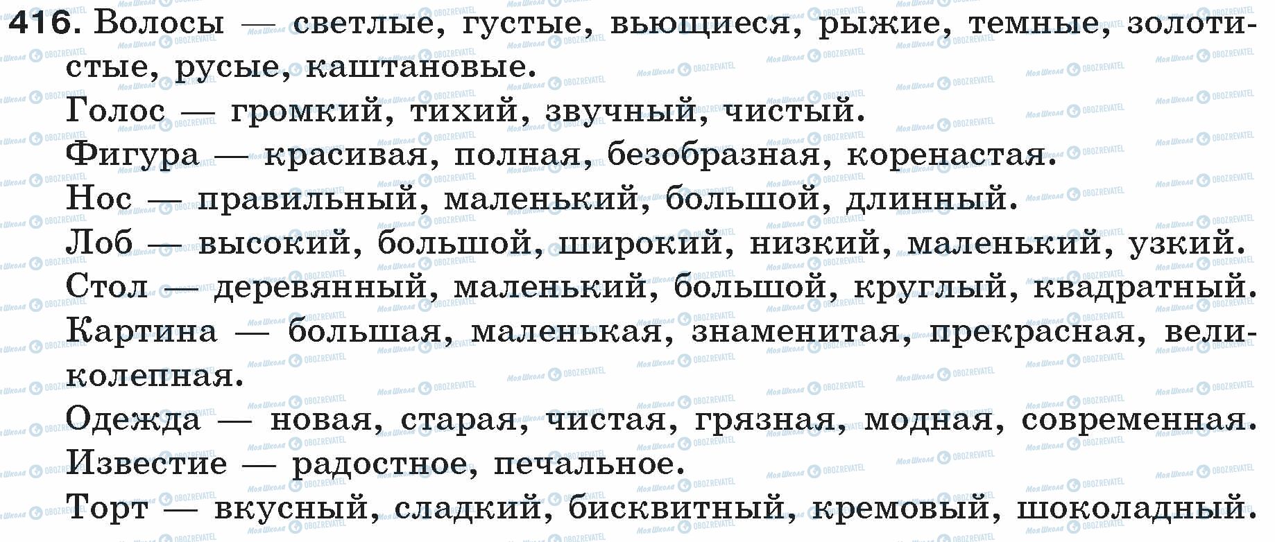 ГДЗ Російська мова 5 клас сторінка 416