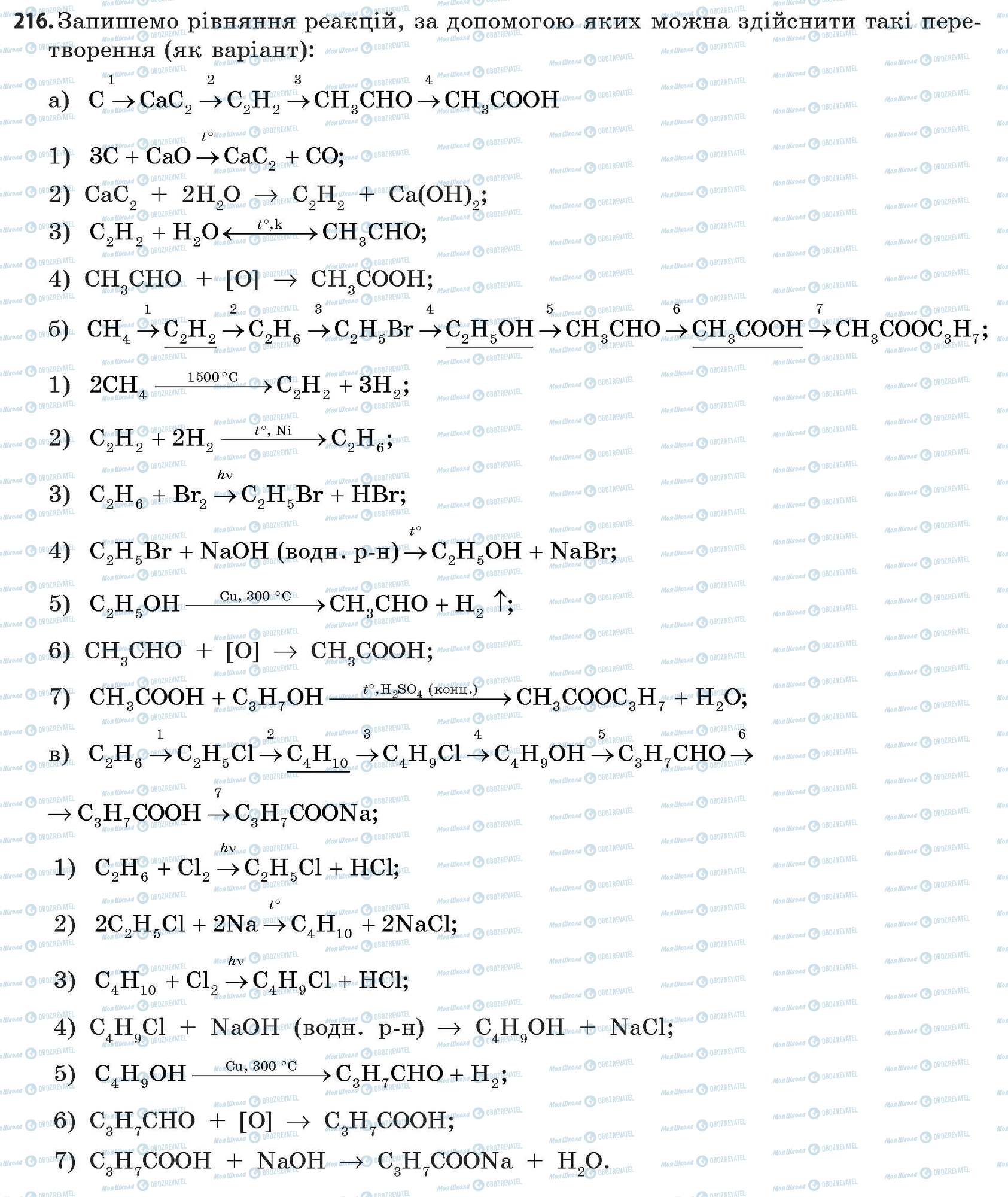 ГДЗ Хімія 11 клас сторінка 216