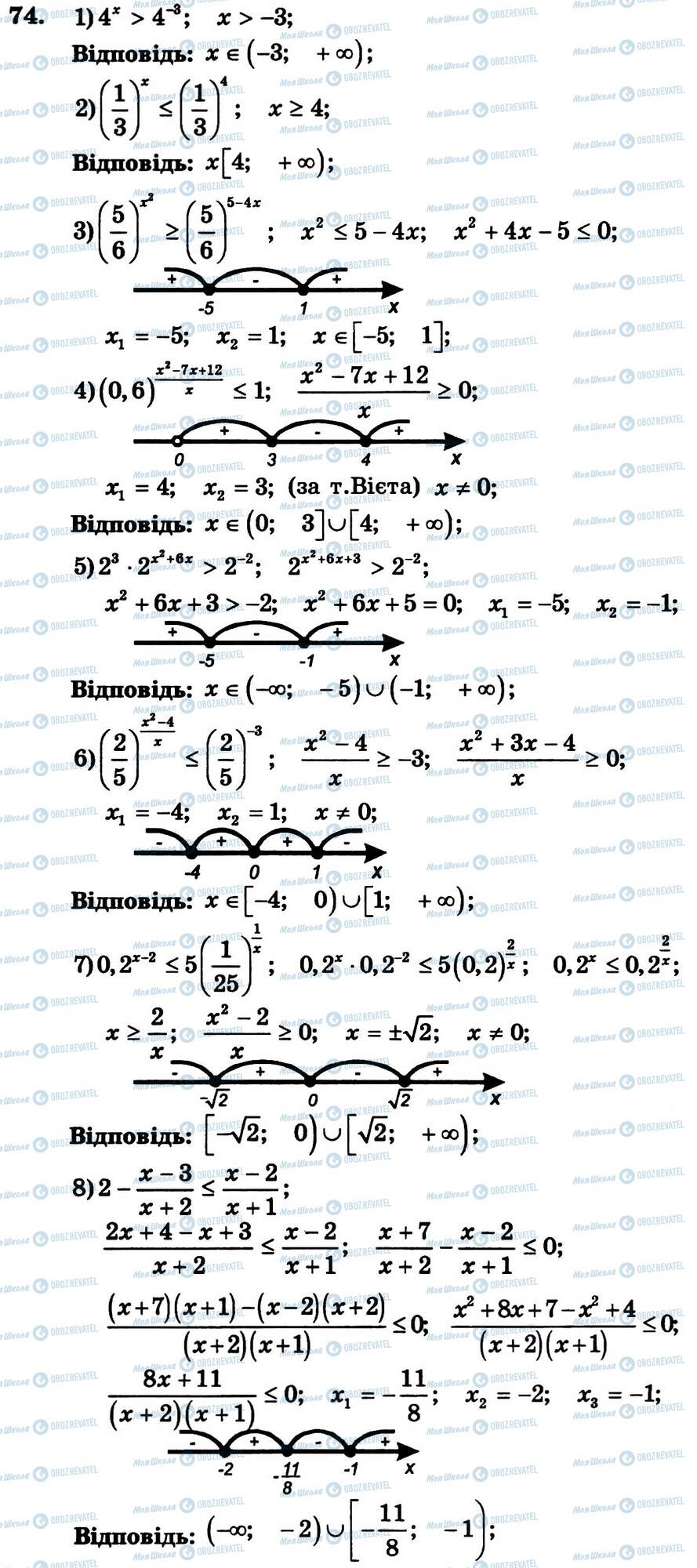 ГДЗ Алгебра 11 клас сторінка 74
