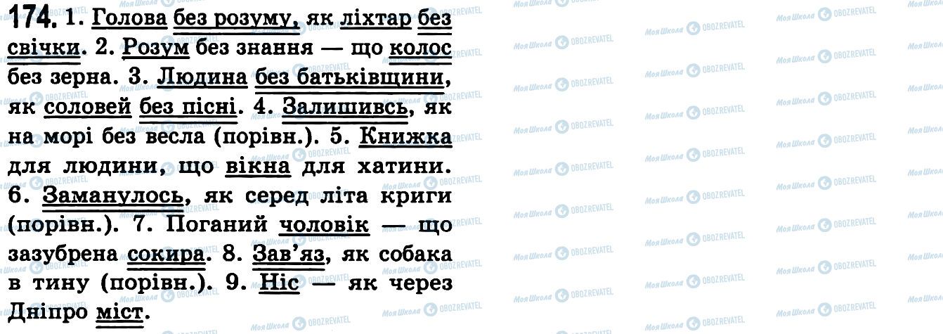 ГДЗ Українська мова 9 клас сторінка 174