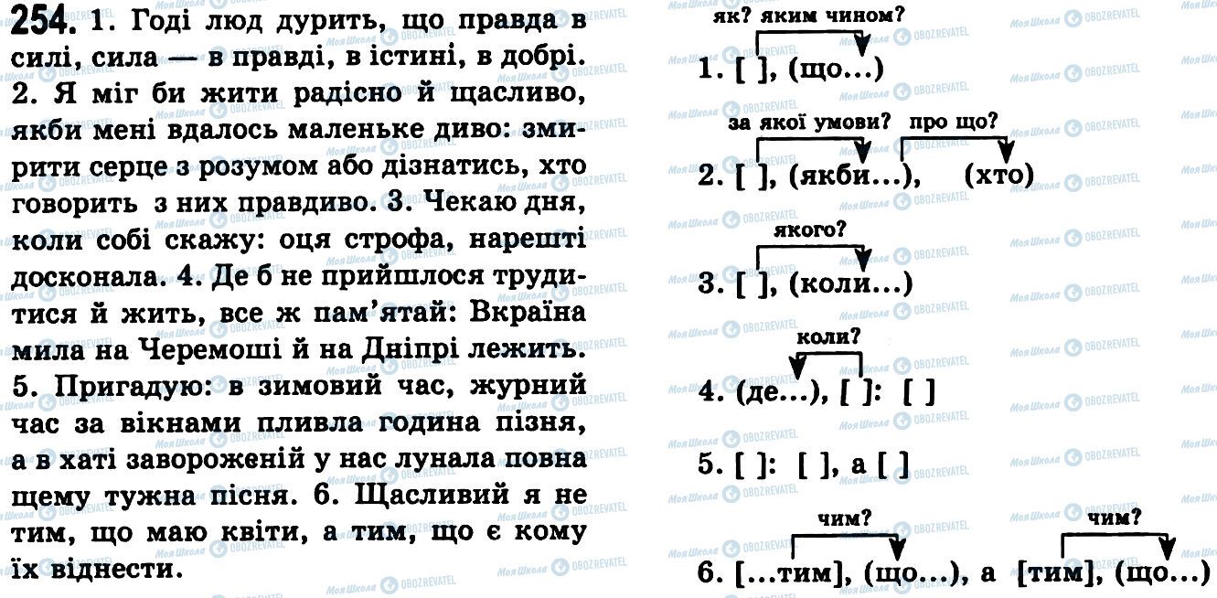 ГДЗ Українська мова 9 клас сторінка 254
