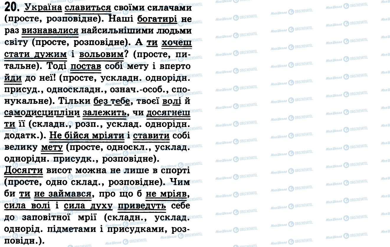 ГДЗ Українська мова 9 клас сторінка 20