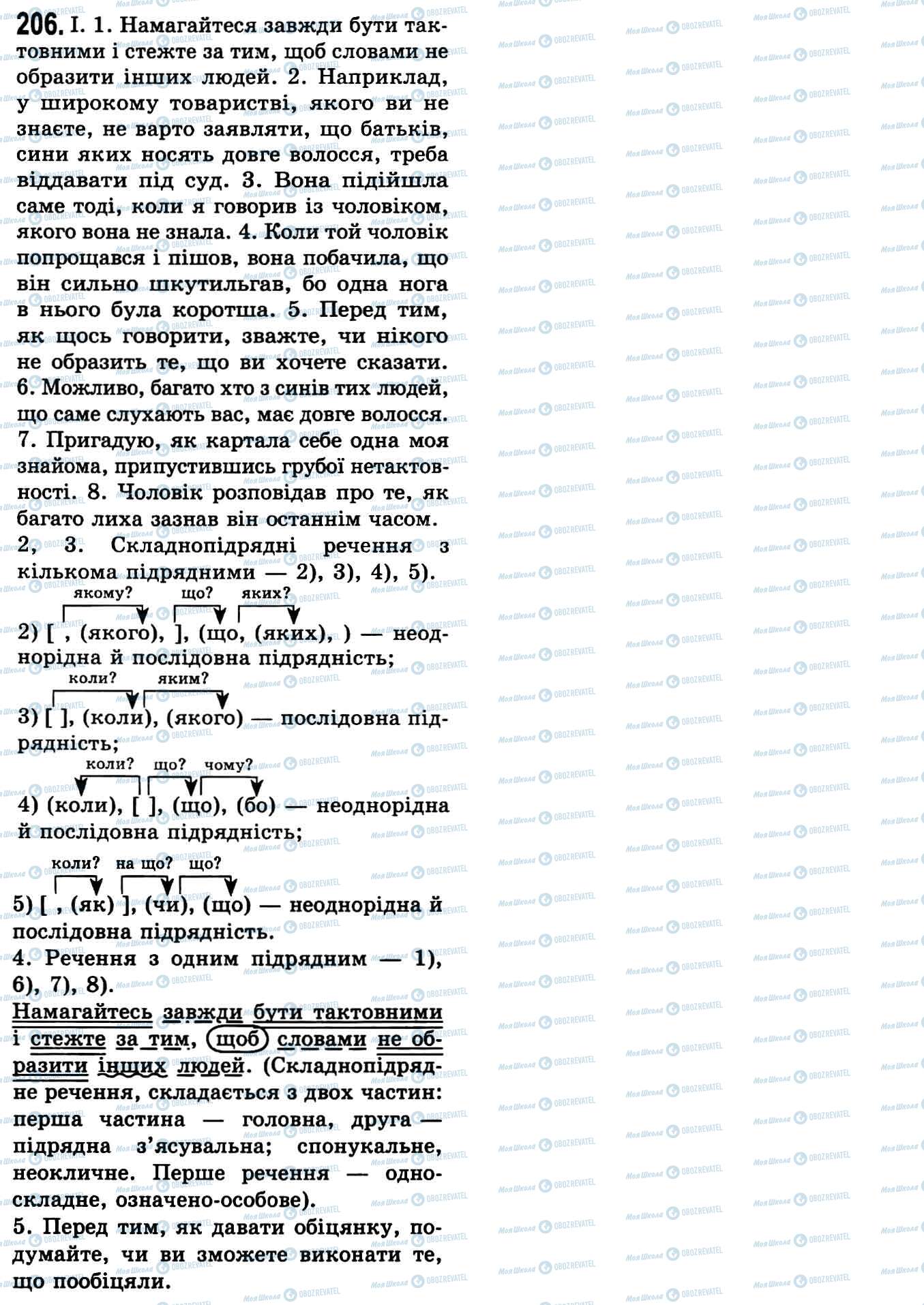 ГДЗ Укр мова 9 класс страница 206