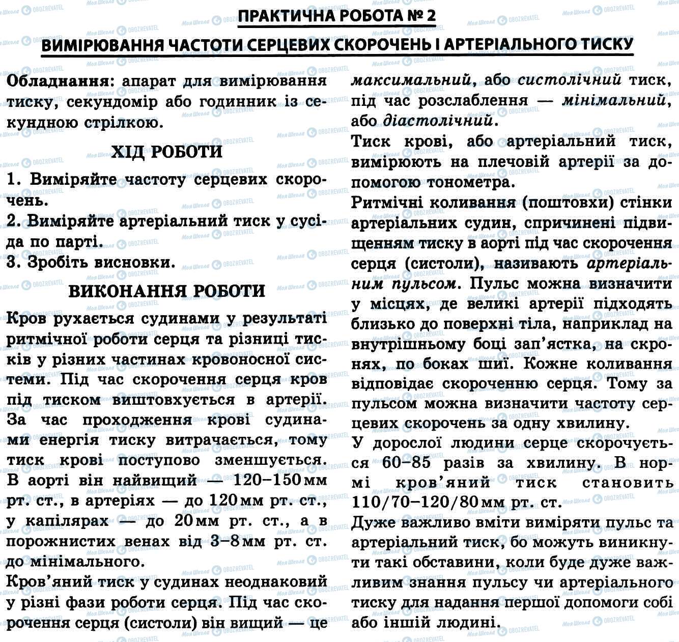 ГДЗ Біологія 9 клас сторінка № 2. Вимірювання ЧСС і АТ