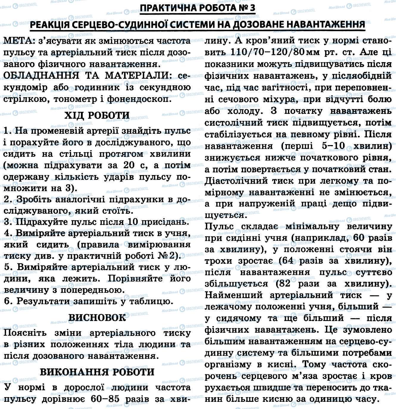 ГДЗ Біологія 9 клас сторінка № 3. Реакція ССС на дозоване навантаження