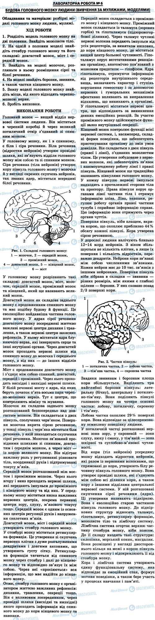 ГДЗ Биология 9 класс страница № 6. Будова головного мозку людини