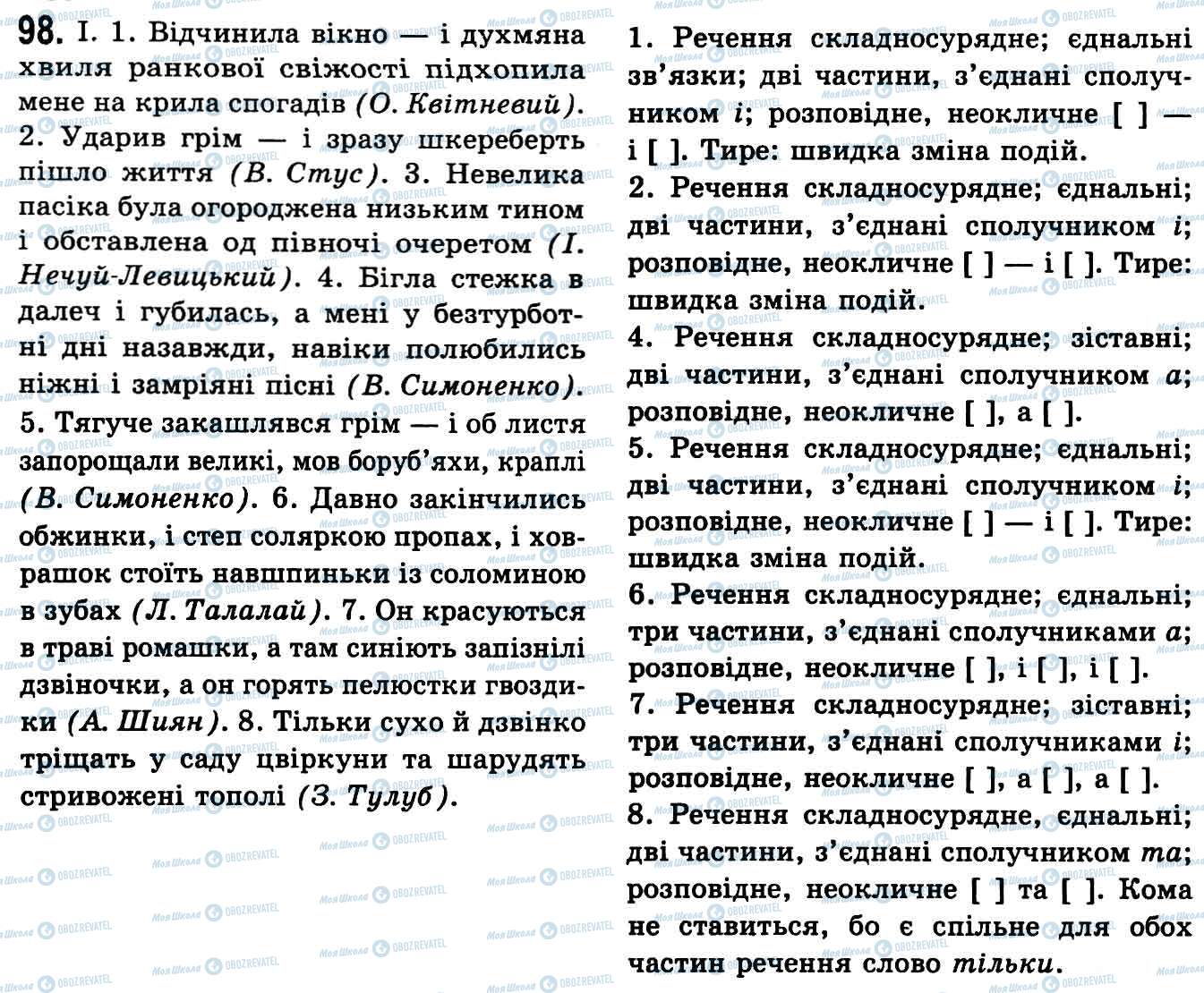 ГДЗ Укр мова 9 класс страница 98