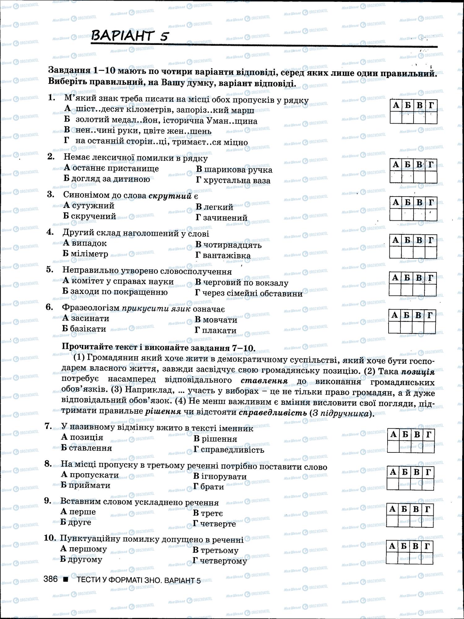 ЗНО Укр мова 11 класс страница 386