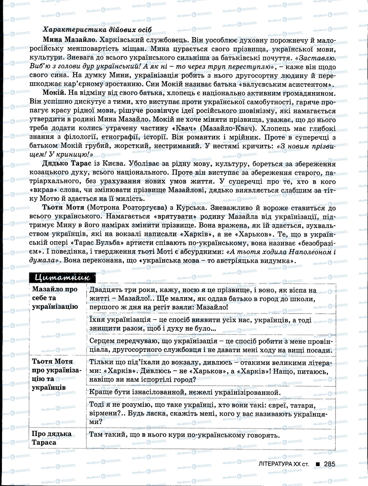 ЗНО Українська мова 11 клас сторінка 285