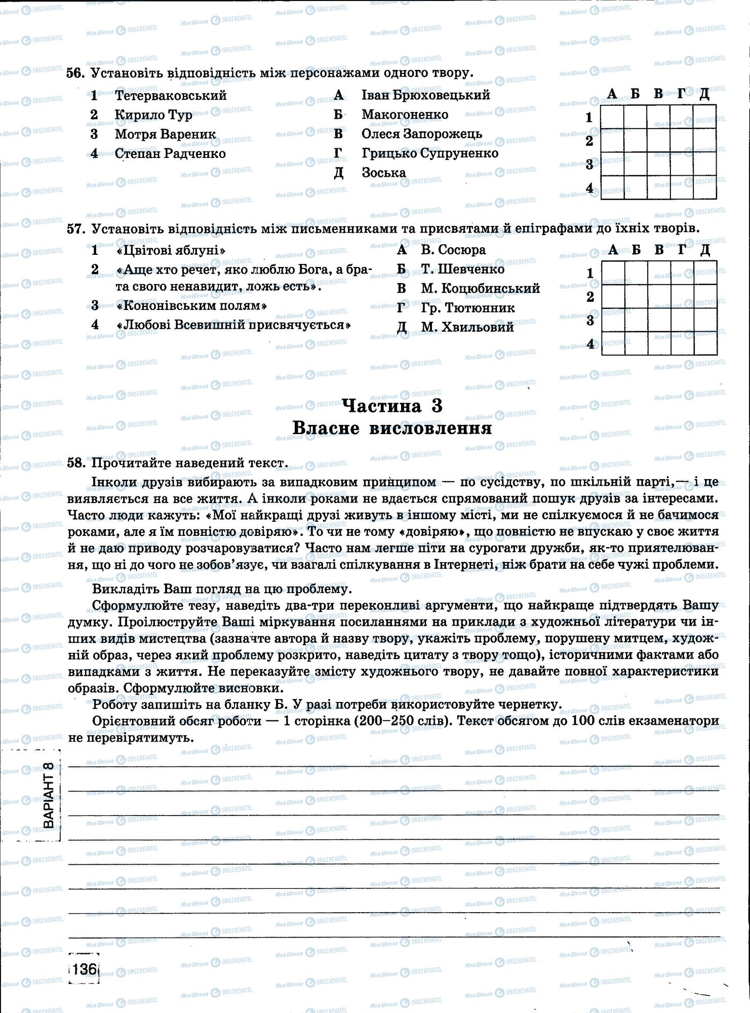 ЗНО Укр мова 11 класс страница 136