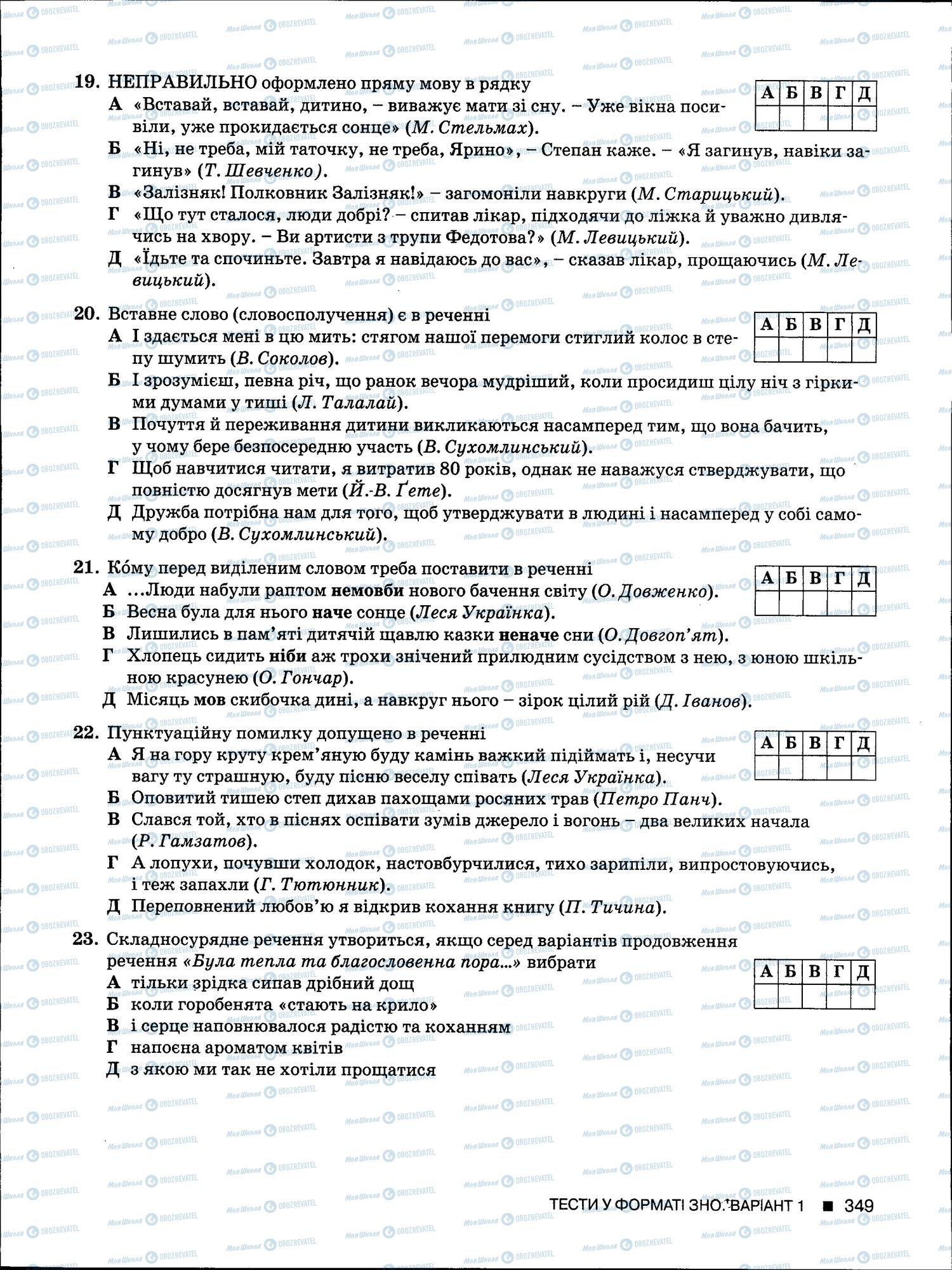 ЗНО Українська мова 11 клас сторінка 349