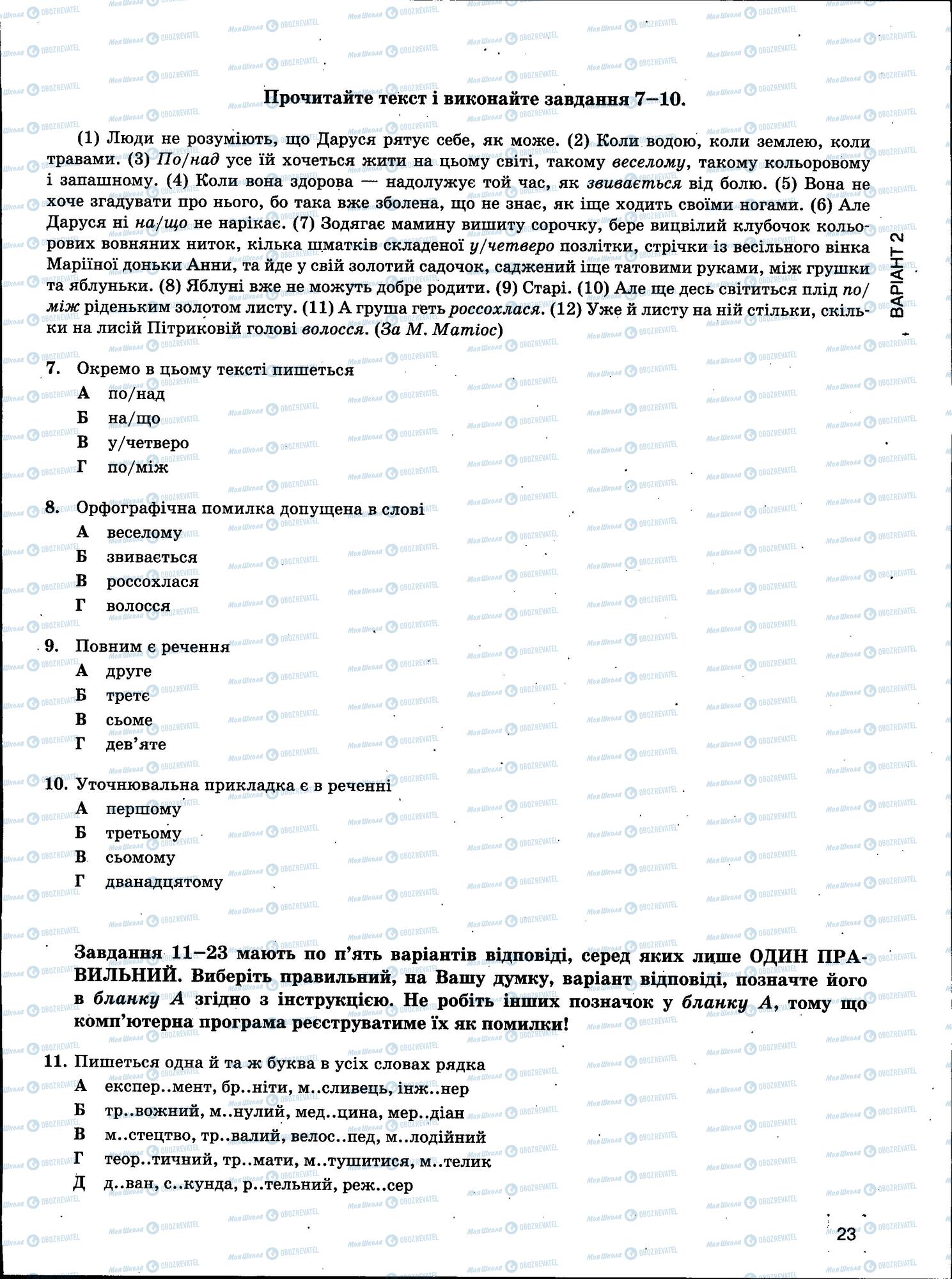 ЗНО Українська мова 11 клас сторінка 23