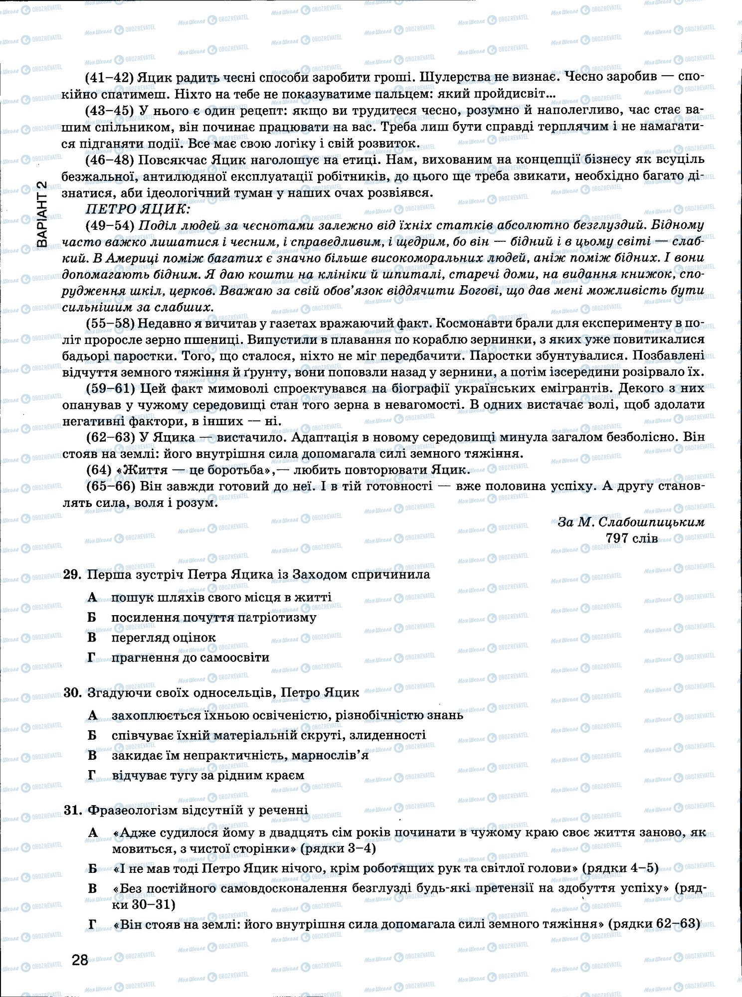 ЗНО Українська мова 11 клас сторінка 28