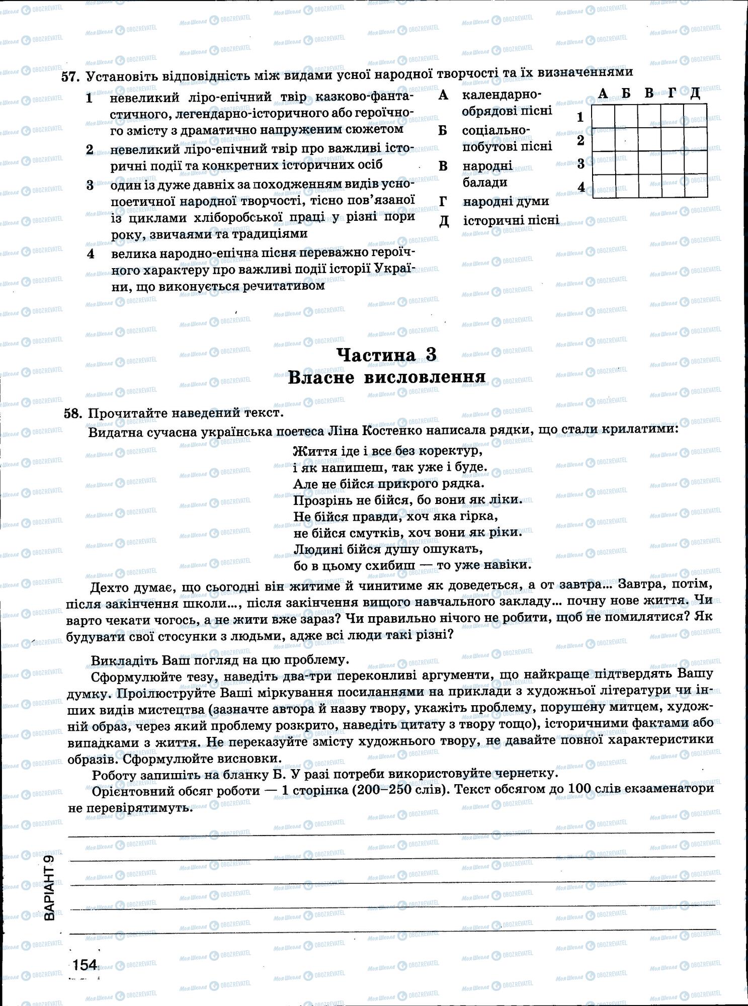 ЗНО Укр мова 11 класс страница 154