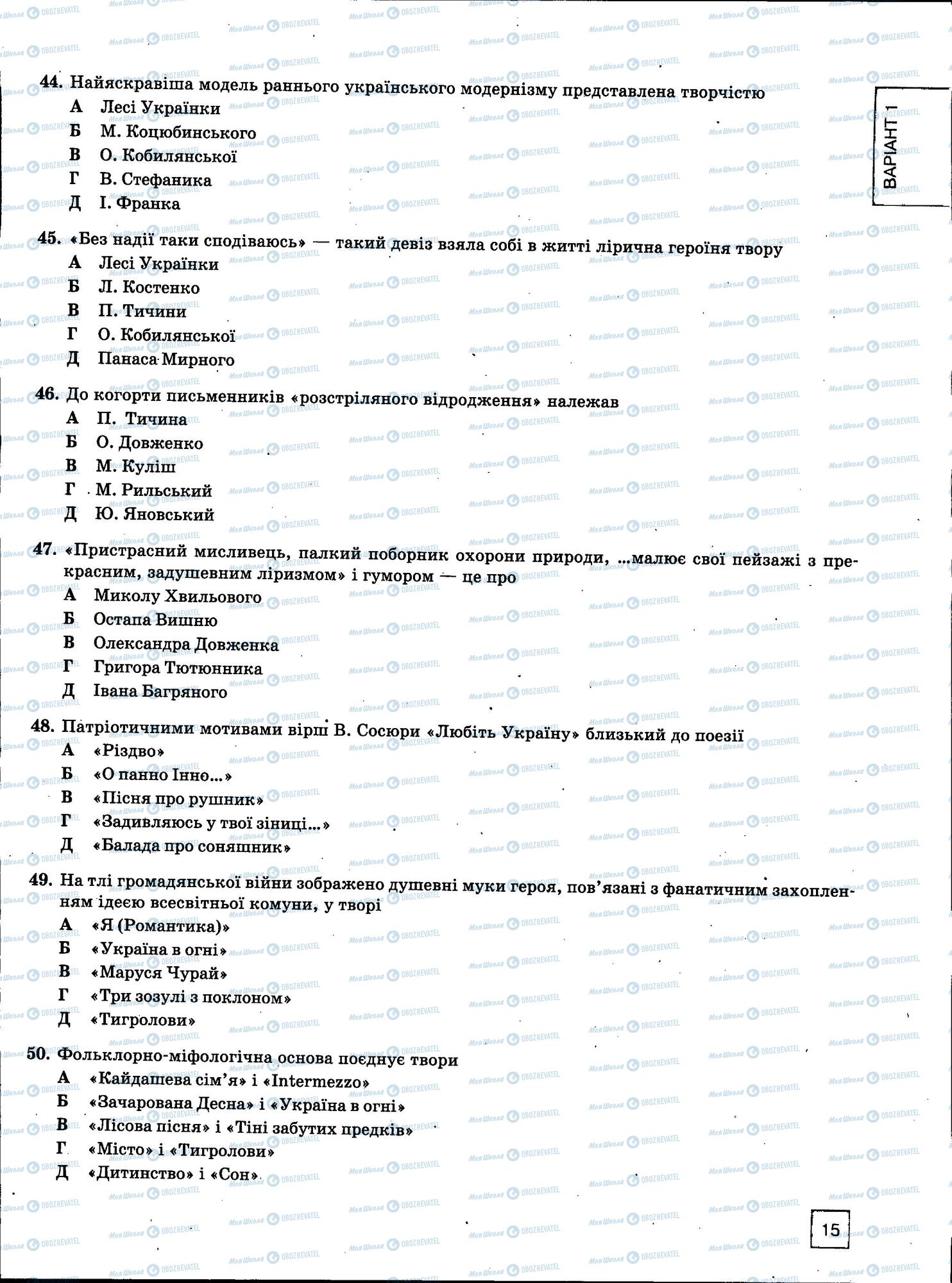 ЗНО Укр мова 11 класс страница 15