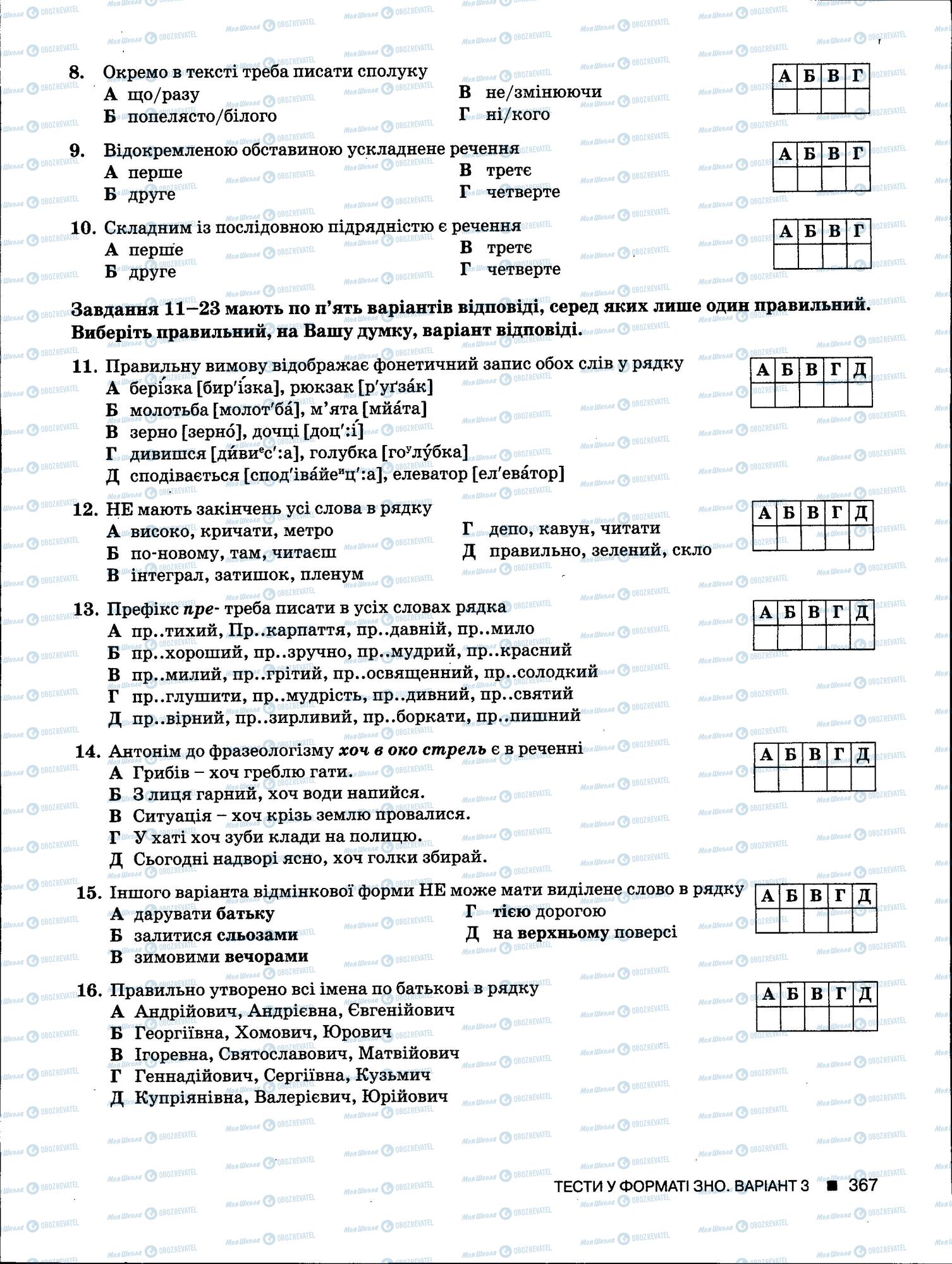 ЗНО Українська мова 11 клас сторінка 367