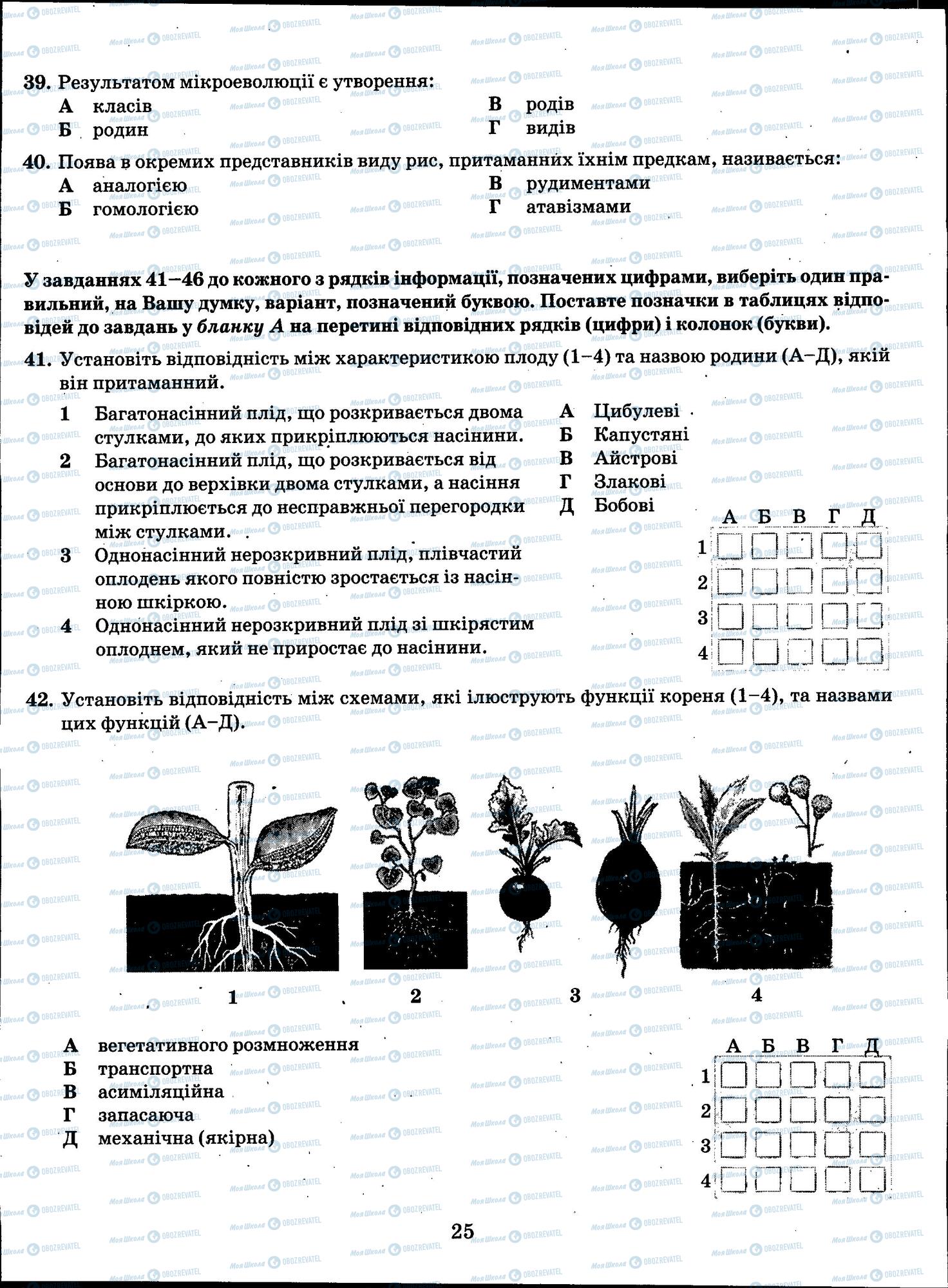 ЗНО Биология 11 класс страница 25