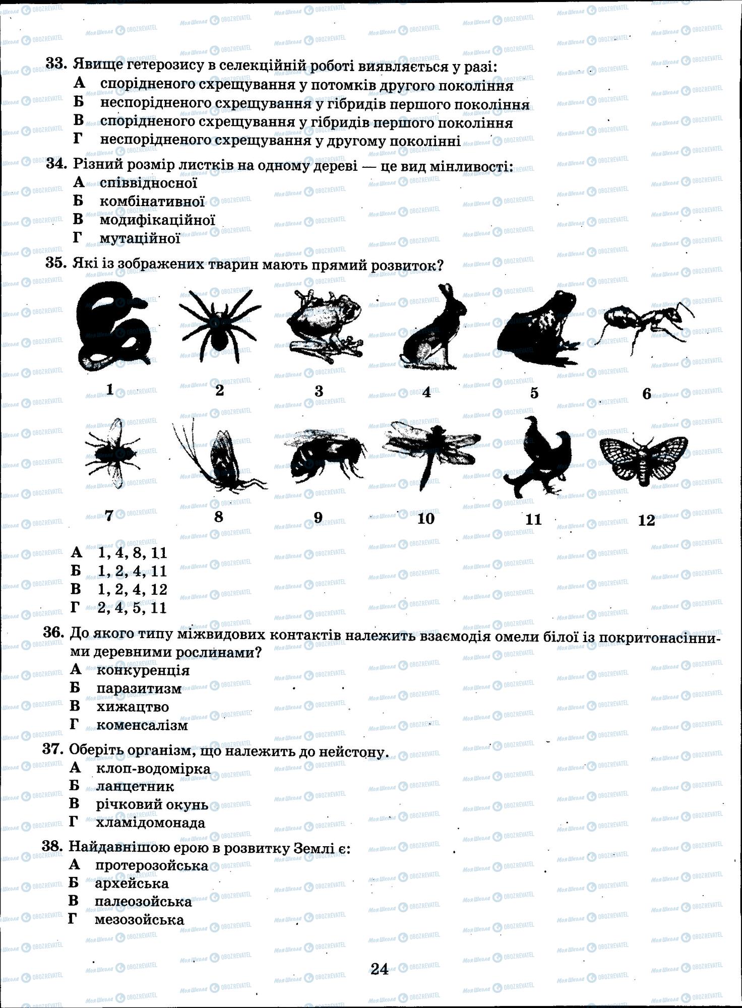 ЗНО Біологія 11 клас сторінка 24