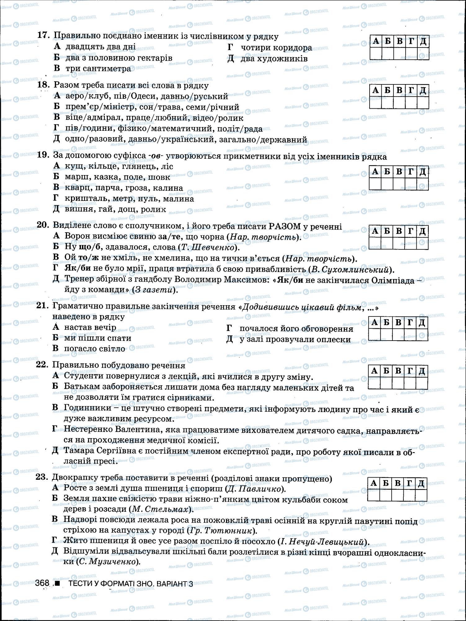 ЗНО Українська мова 11 клас сторінка 368