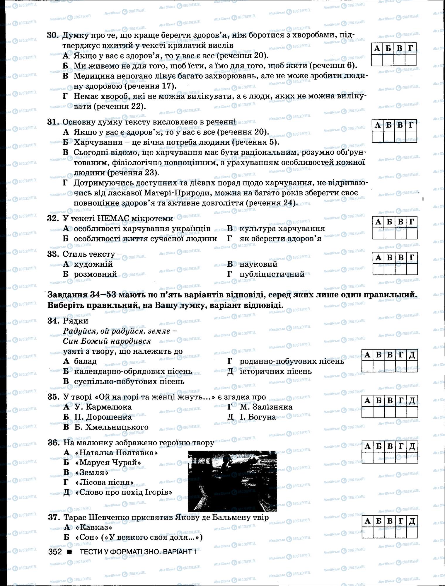 ЗНО Українська мова 11 клас сторінка 352