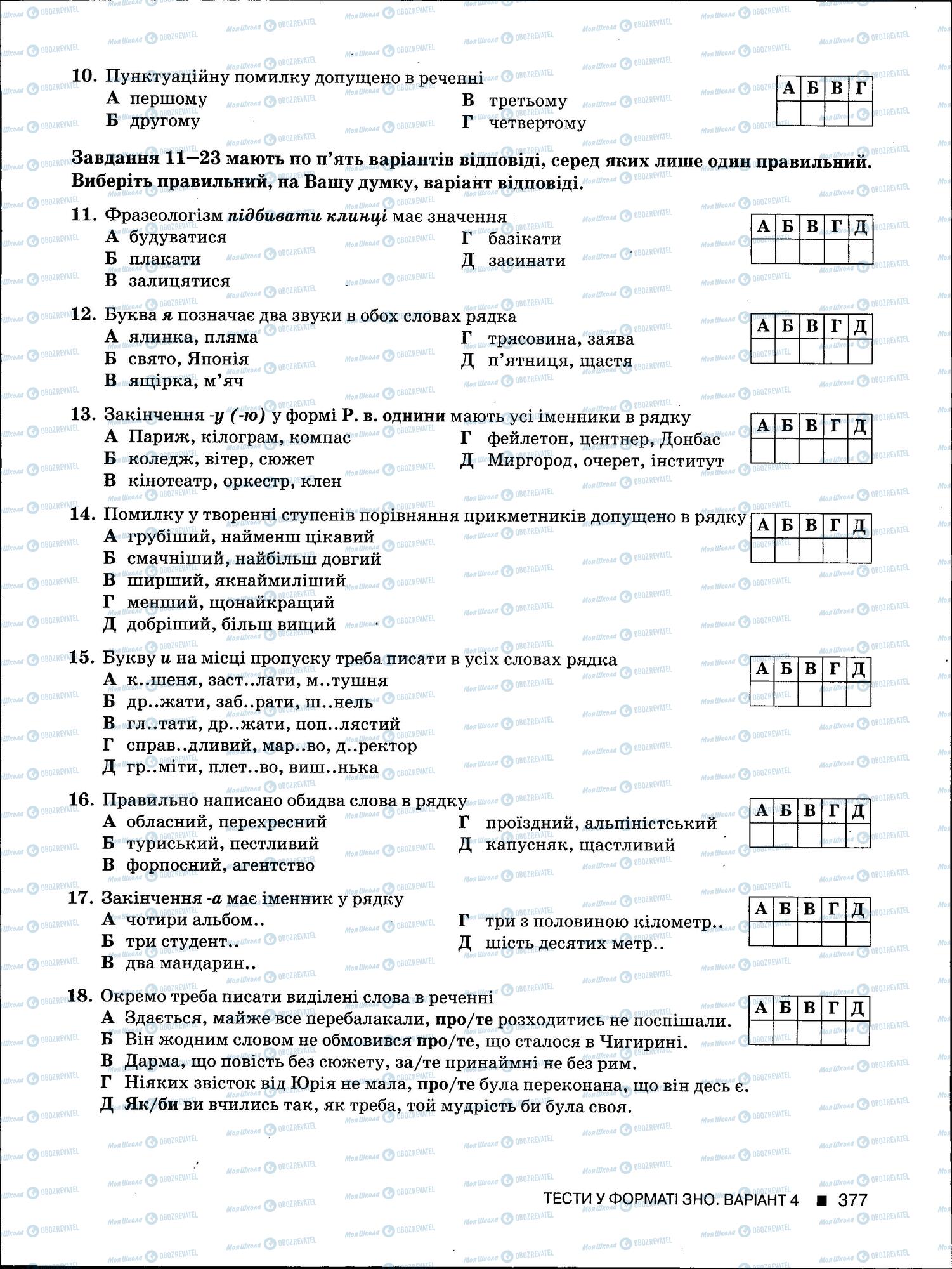 ЗНО Укр мова 11 класс страница 377