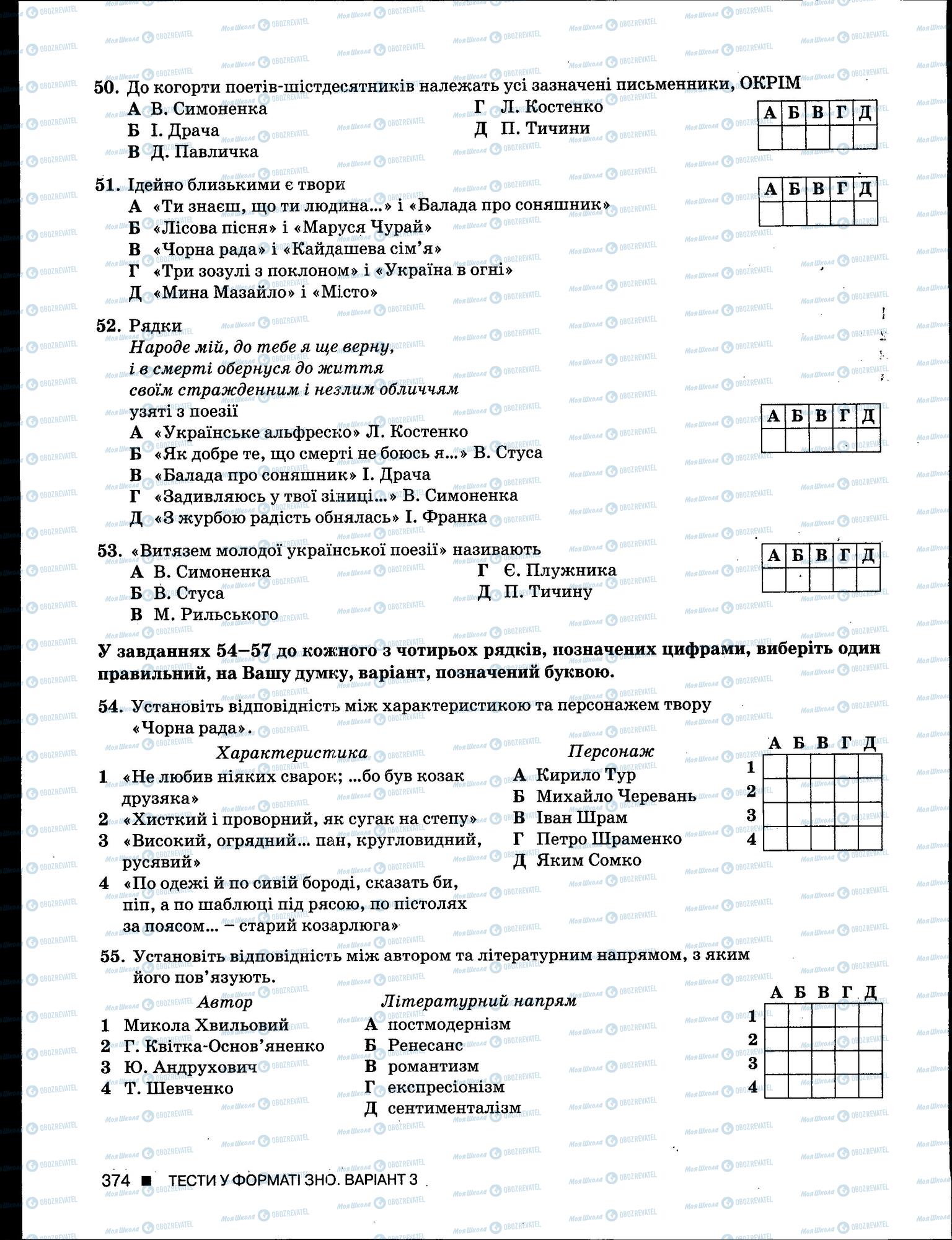 ЗНО Укр мова 11 класс страница 374