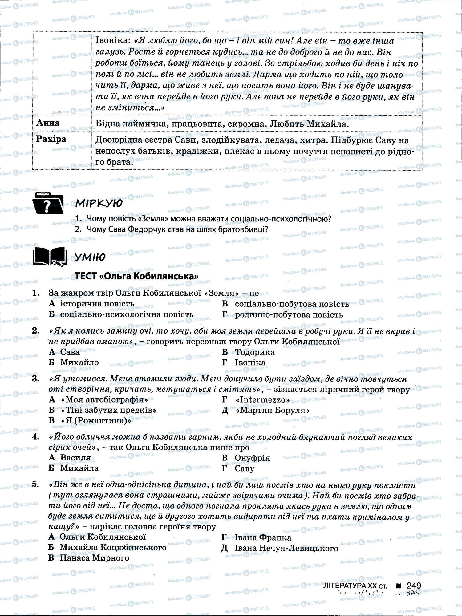 ЗНО Українська мова 11 клас сторінка 249