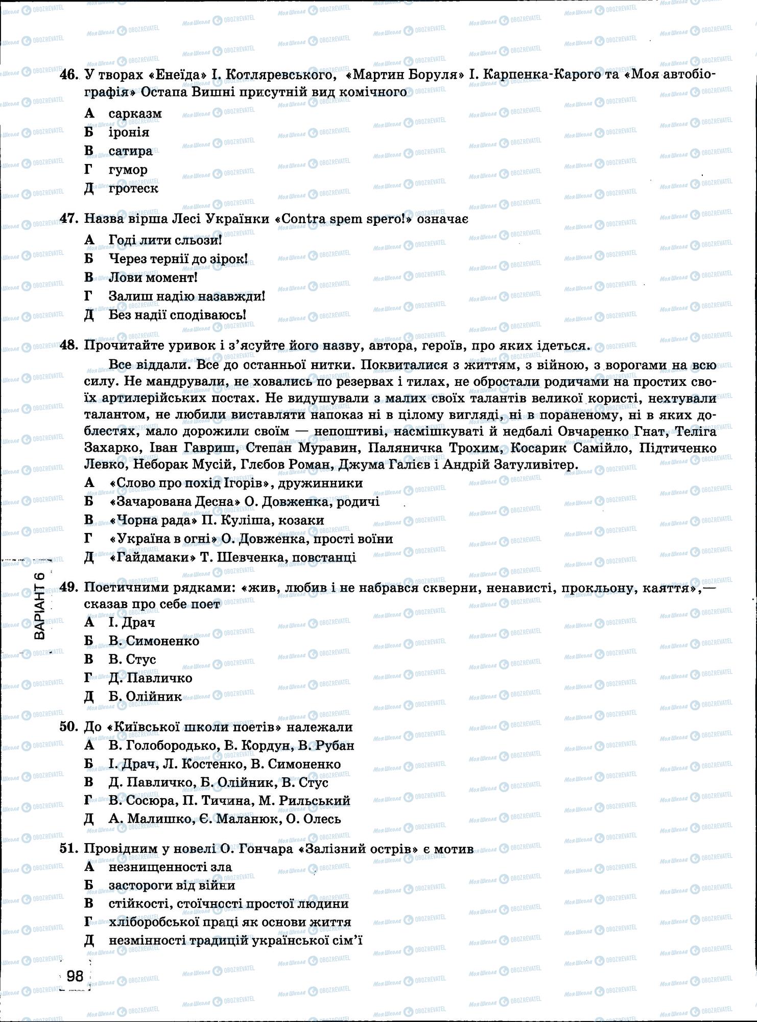 ЗНО Українська мова 11 клас сторінка 98