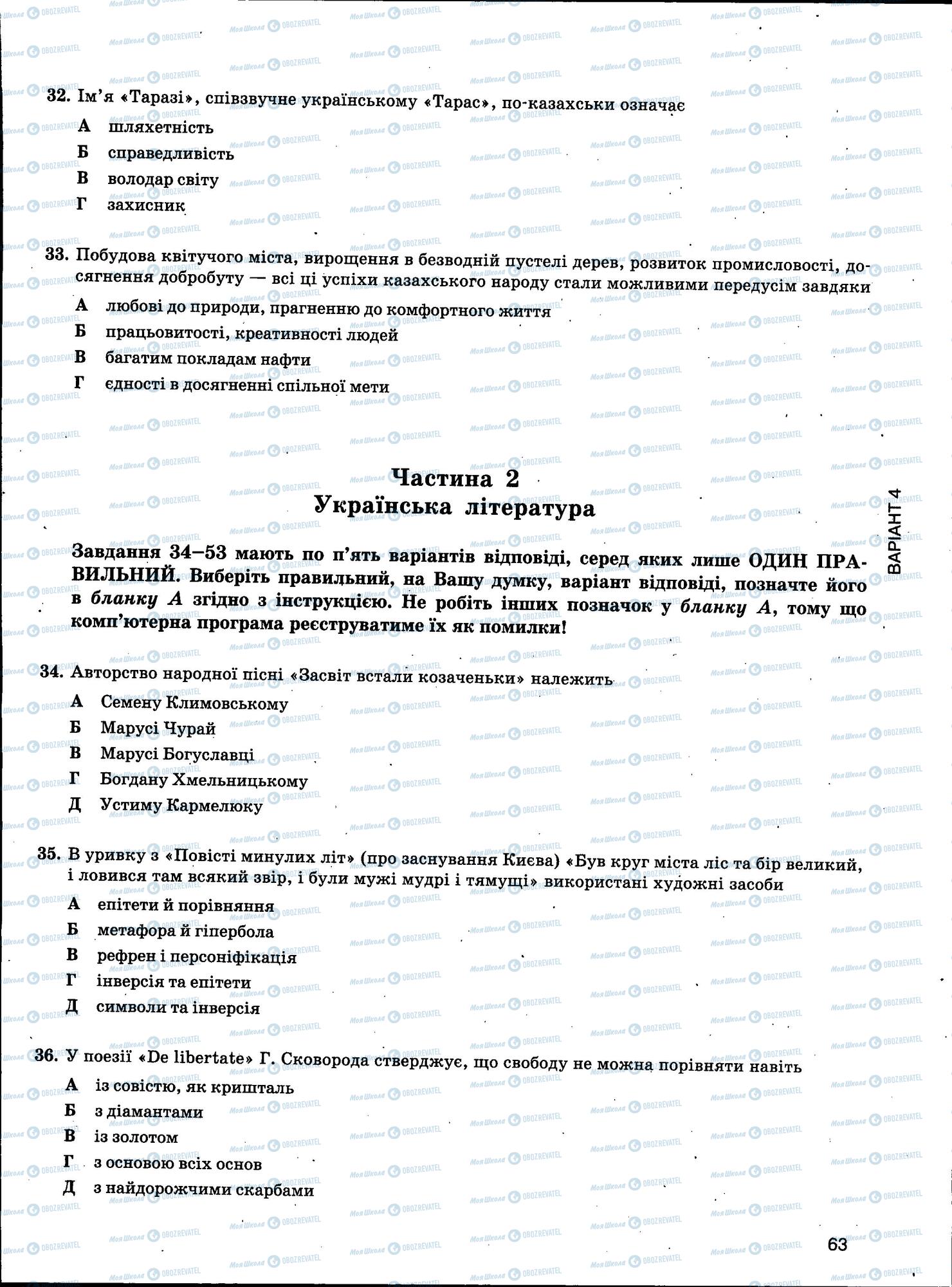 ЗНО Українська мова 11 клас сторінка 63