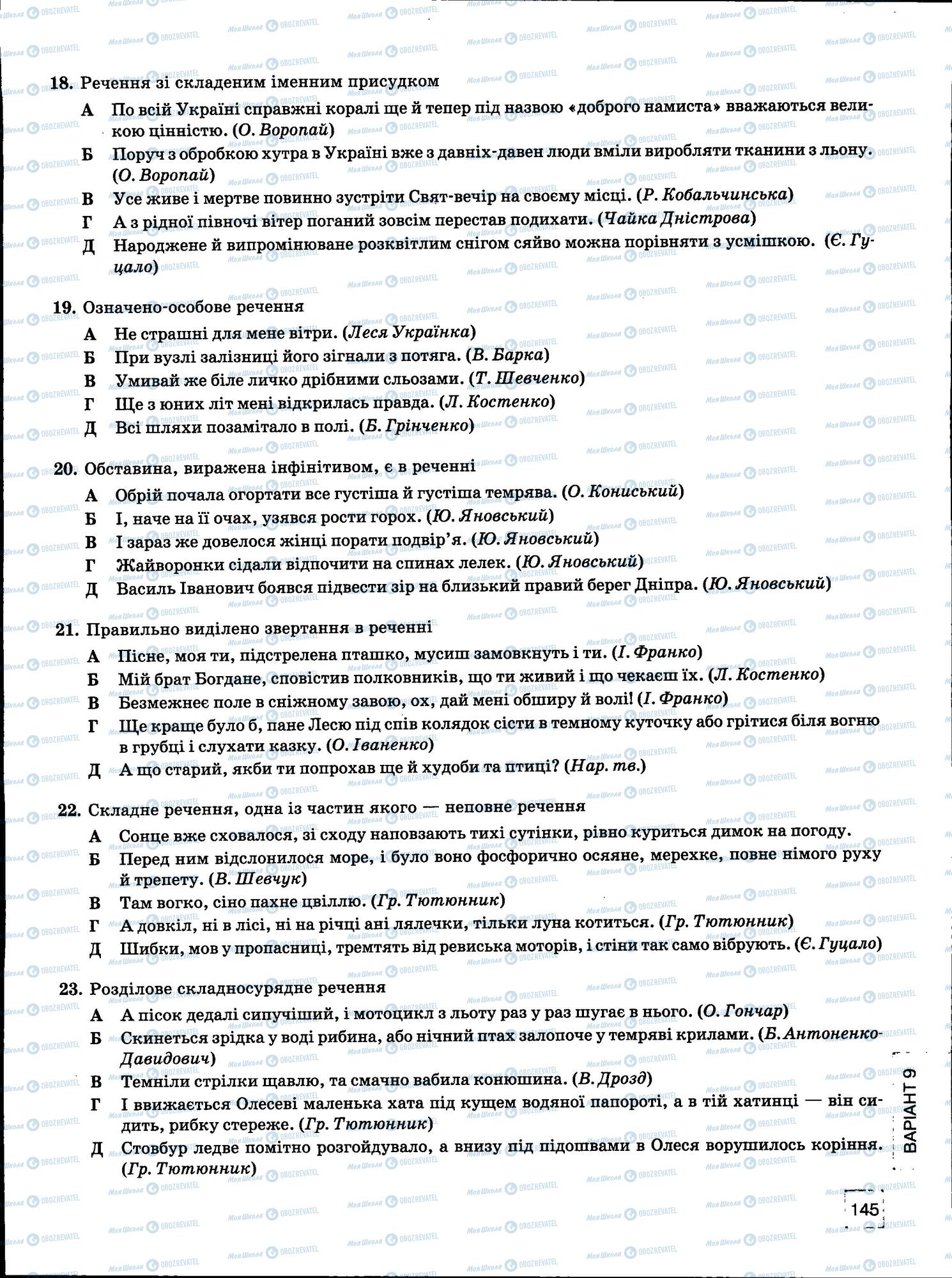 ЗНО Українська мова 11 клас сторінка 145