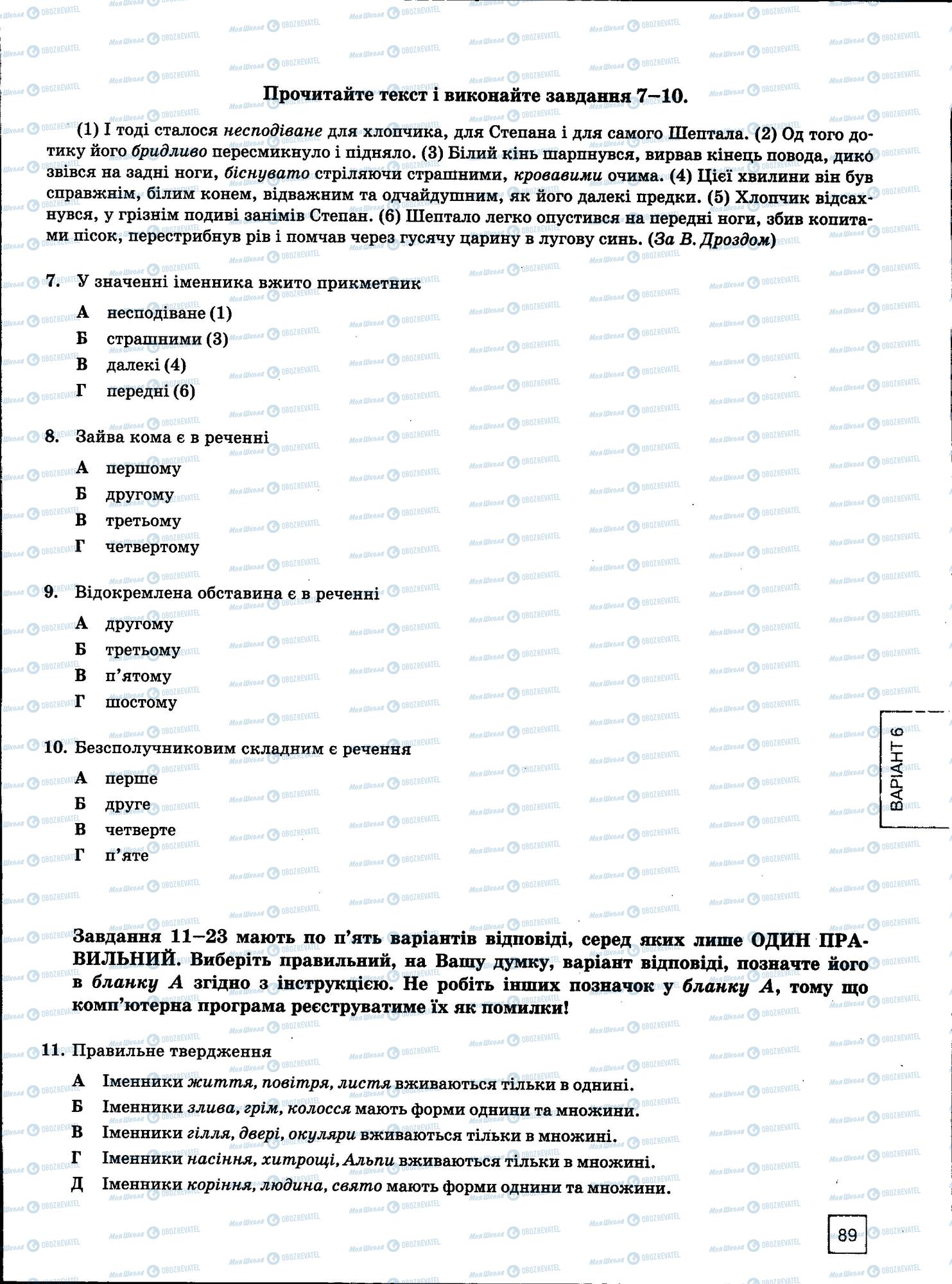 ЗНО Укр мова 11 класс страница 89