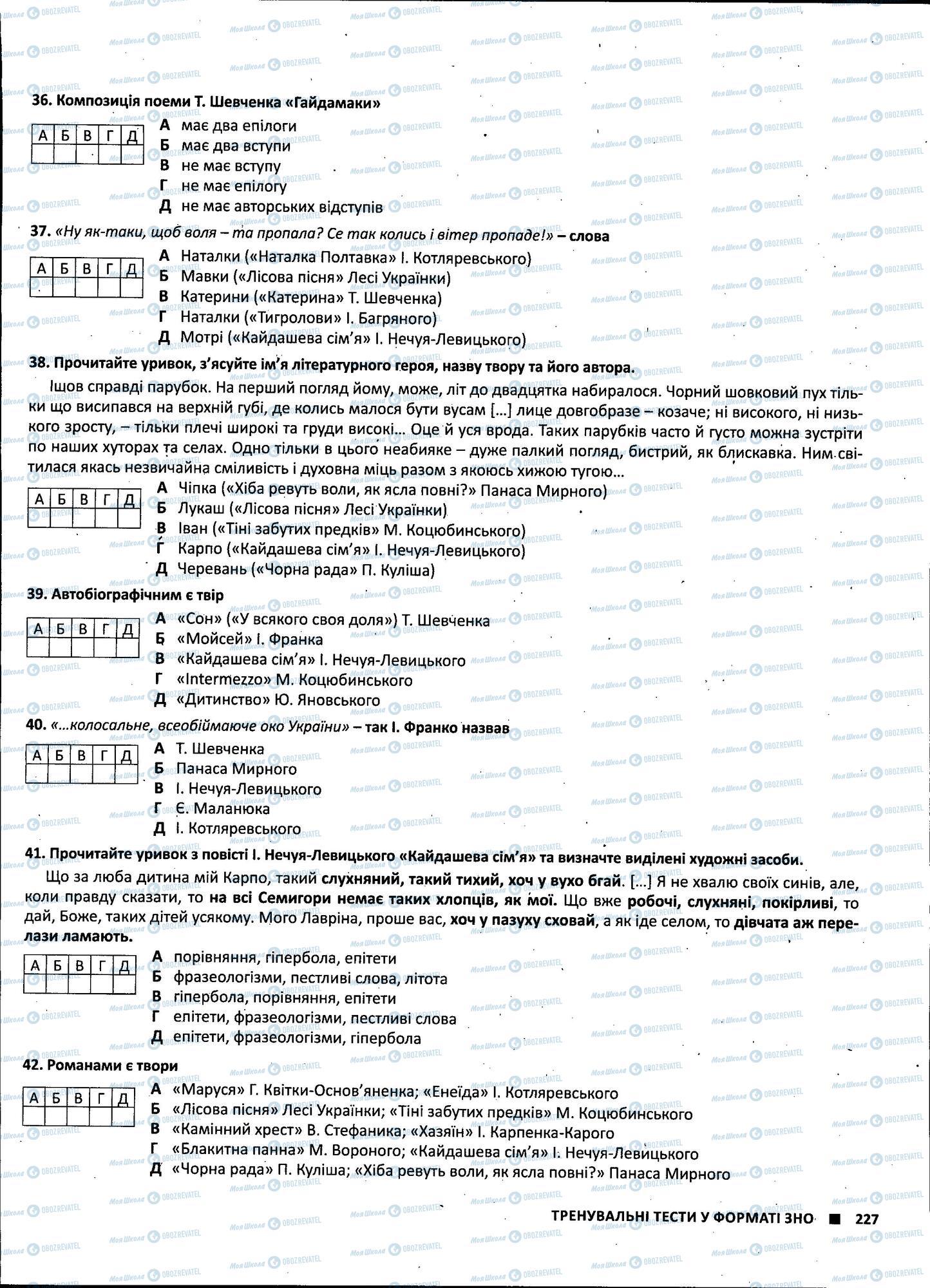 ЗНО Українська література 11 клас сторінка 227