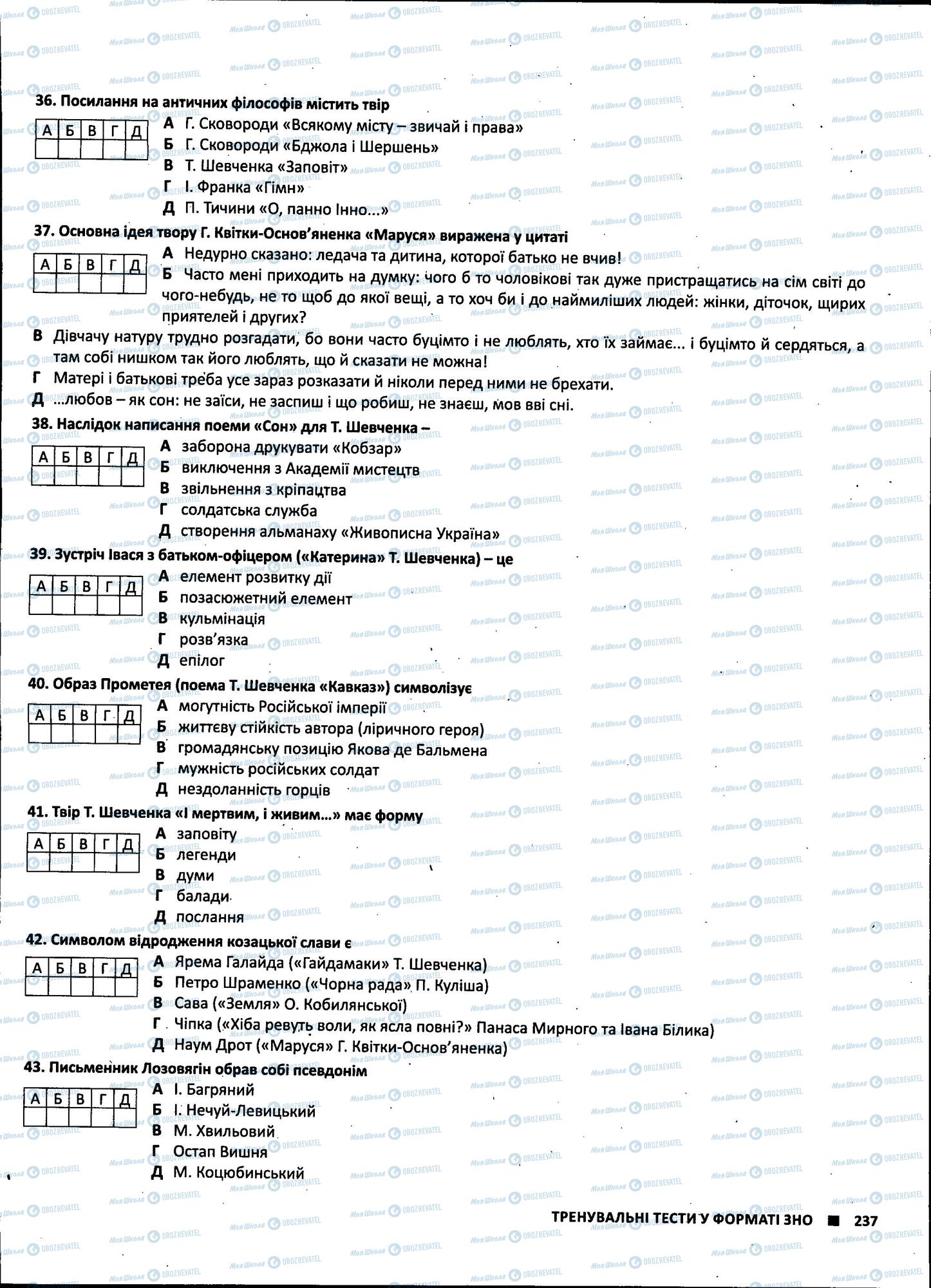 ЗНО Українська література 11 клас сторінка 237