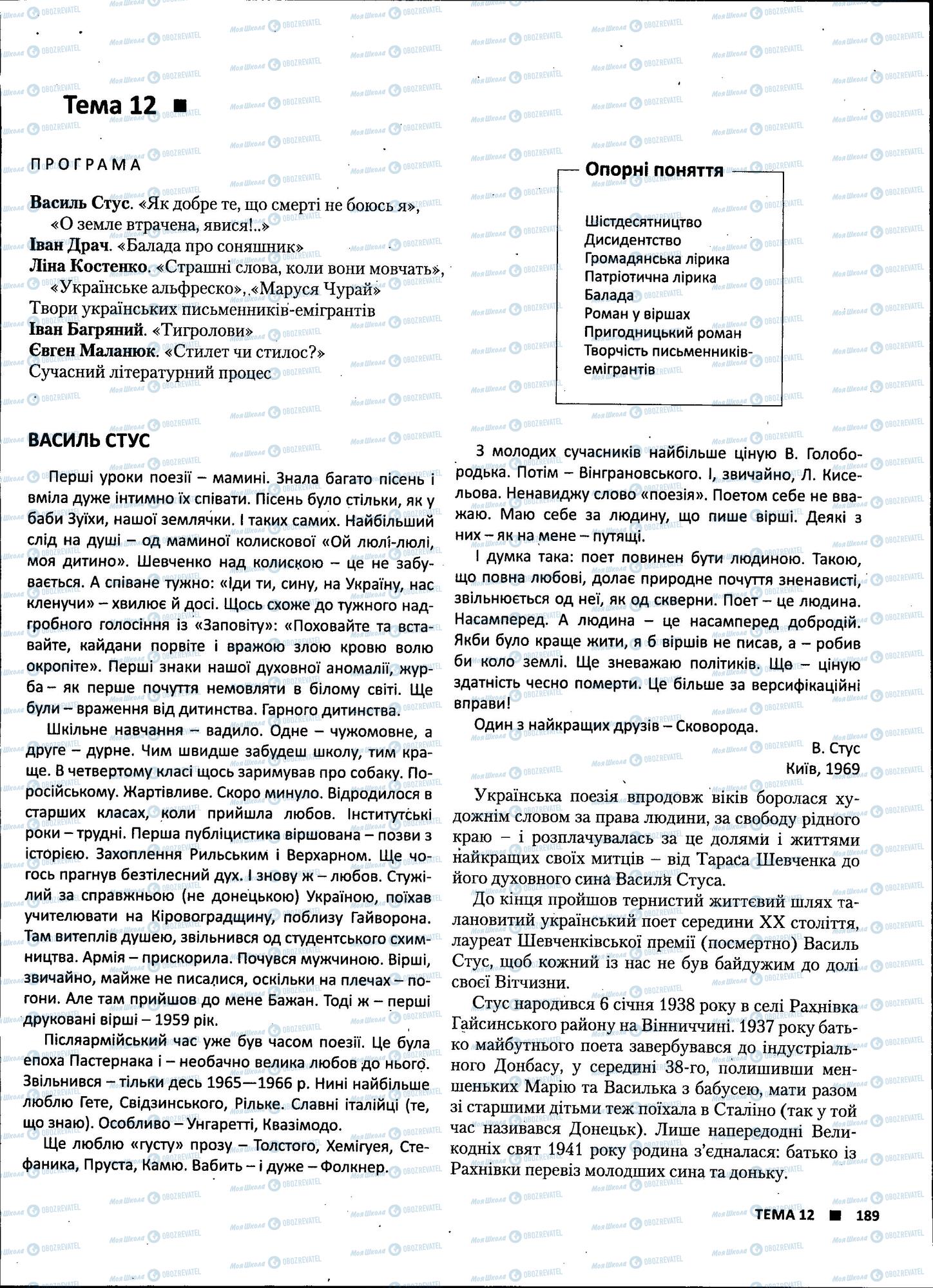 ЗНО Українська література 11 клас сторінка 189