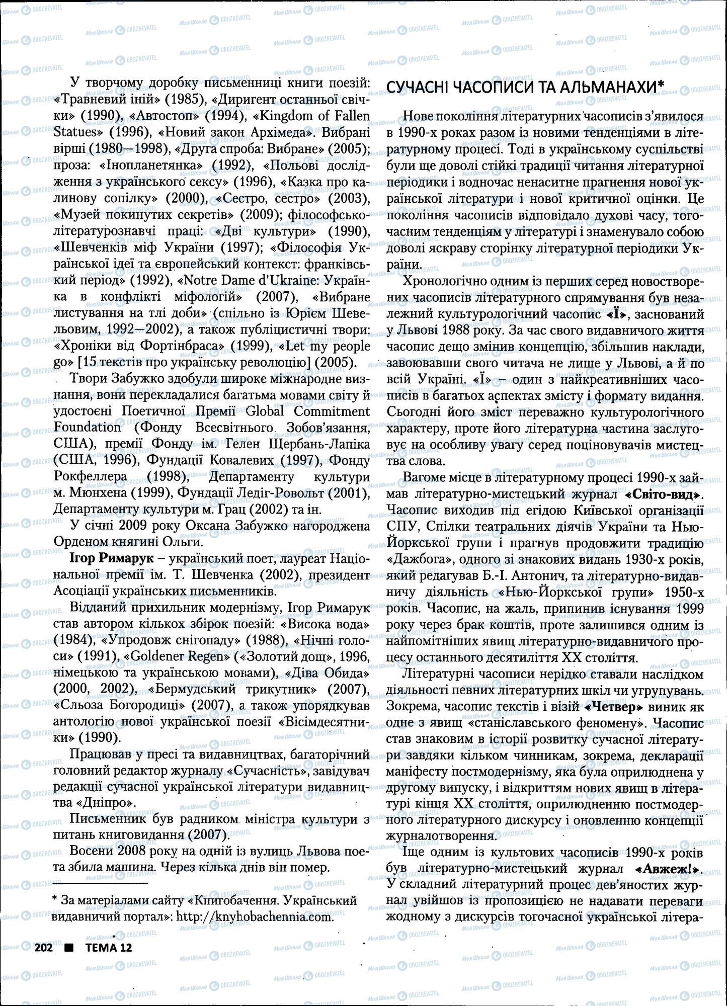 ЗНО Українська література 11 клас сторінка 202