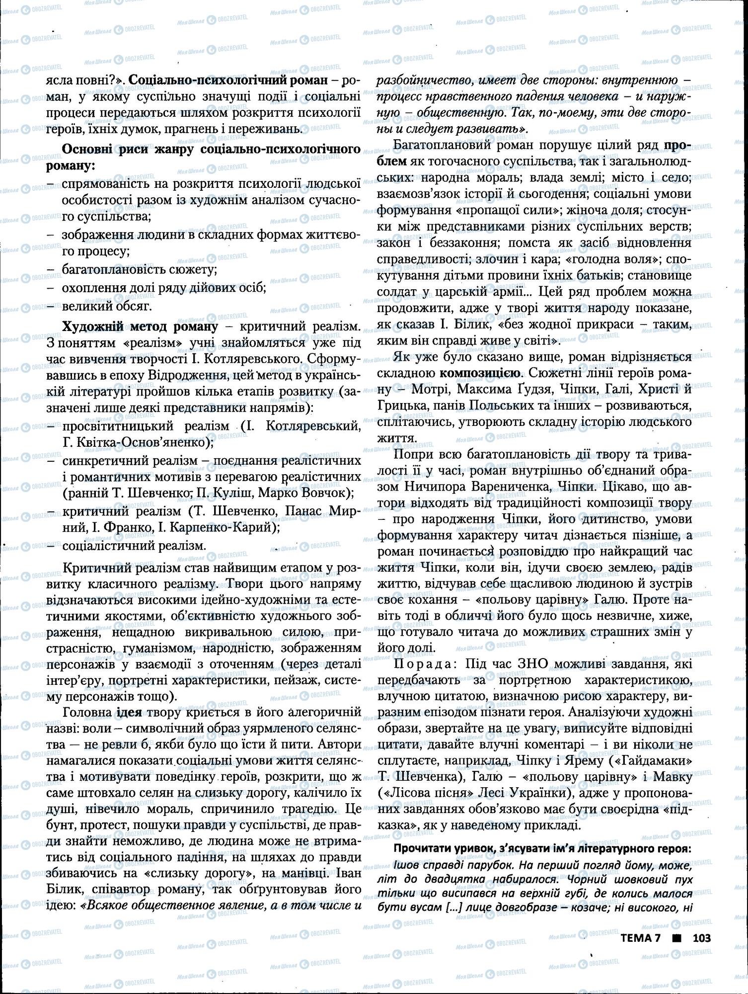 ЗНО Українська література 11 клас сторінка 103