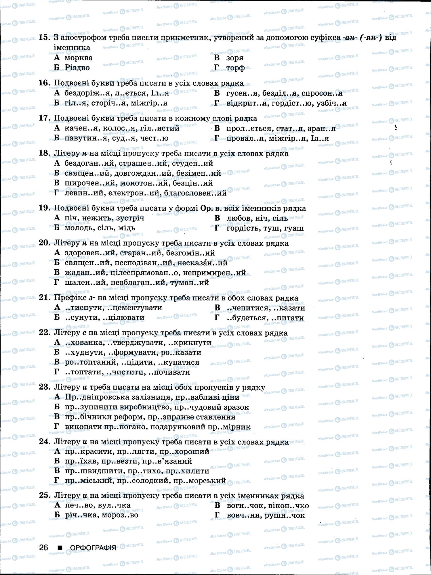 ЗНО Українська мова 11 клас сторінка 26