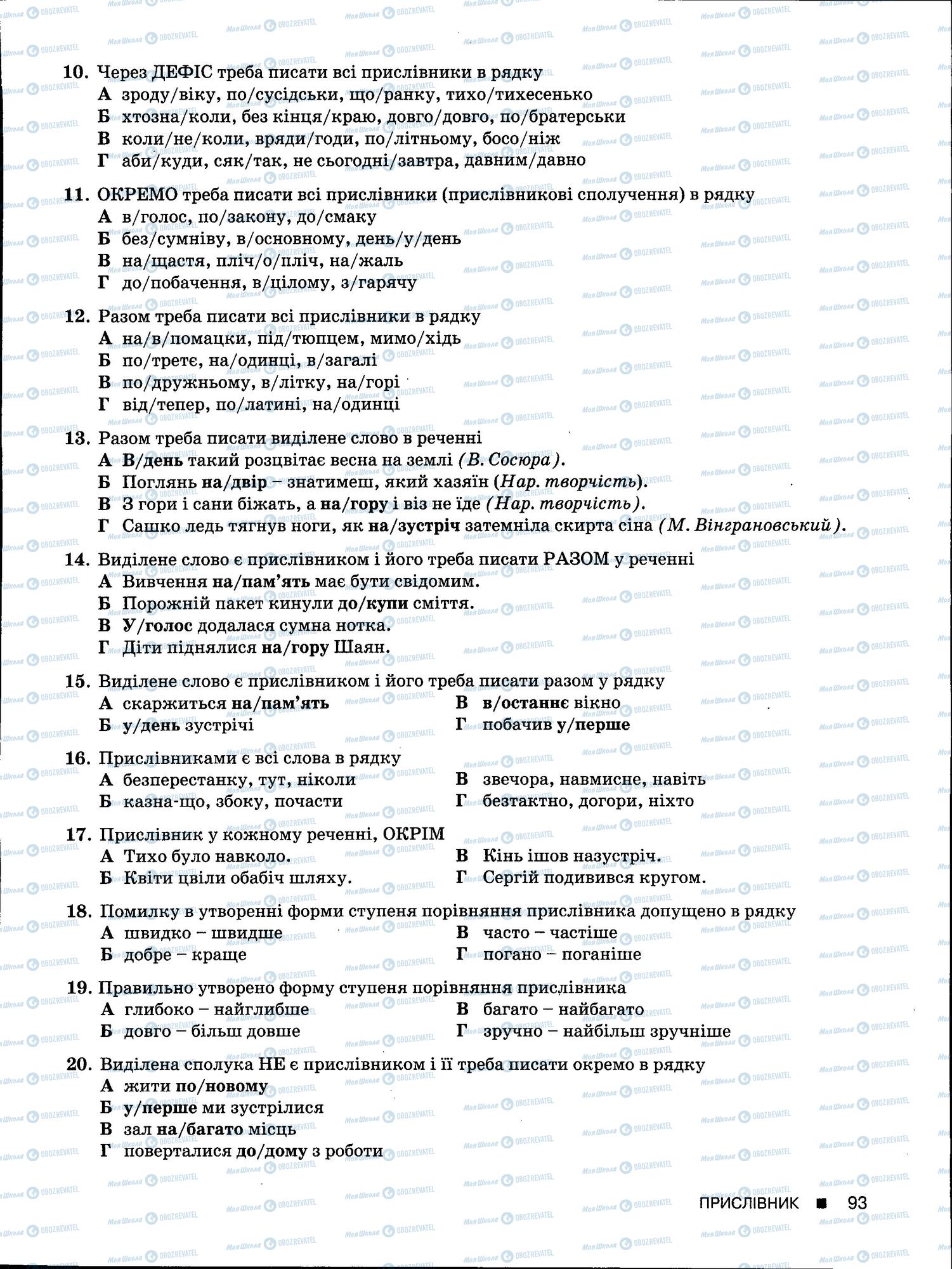 ЗНО Укр мова 11 класс страница 93