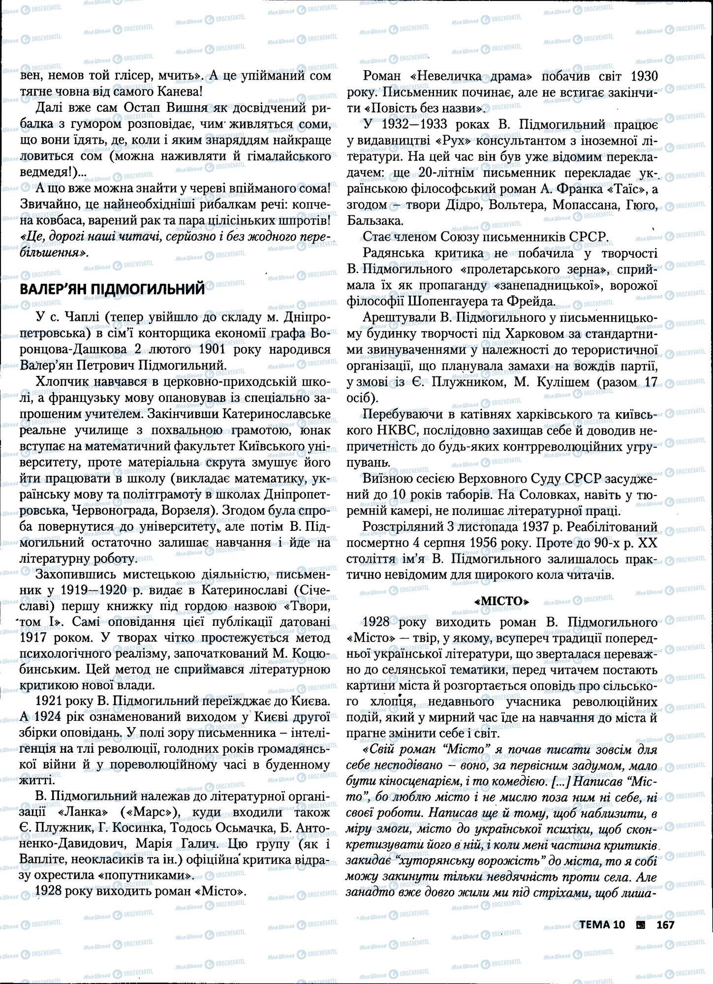 ЗНО Українська література 11 клас сторінка 167