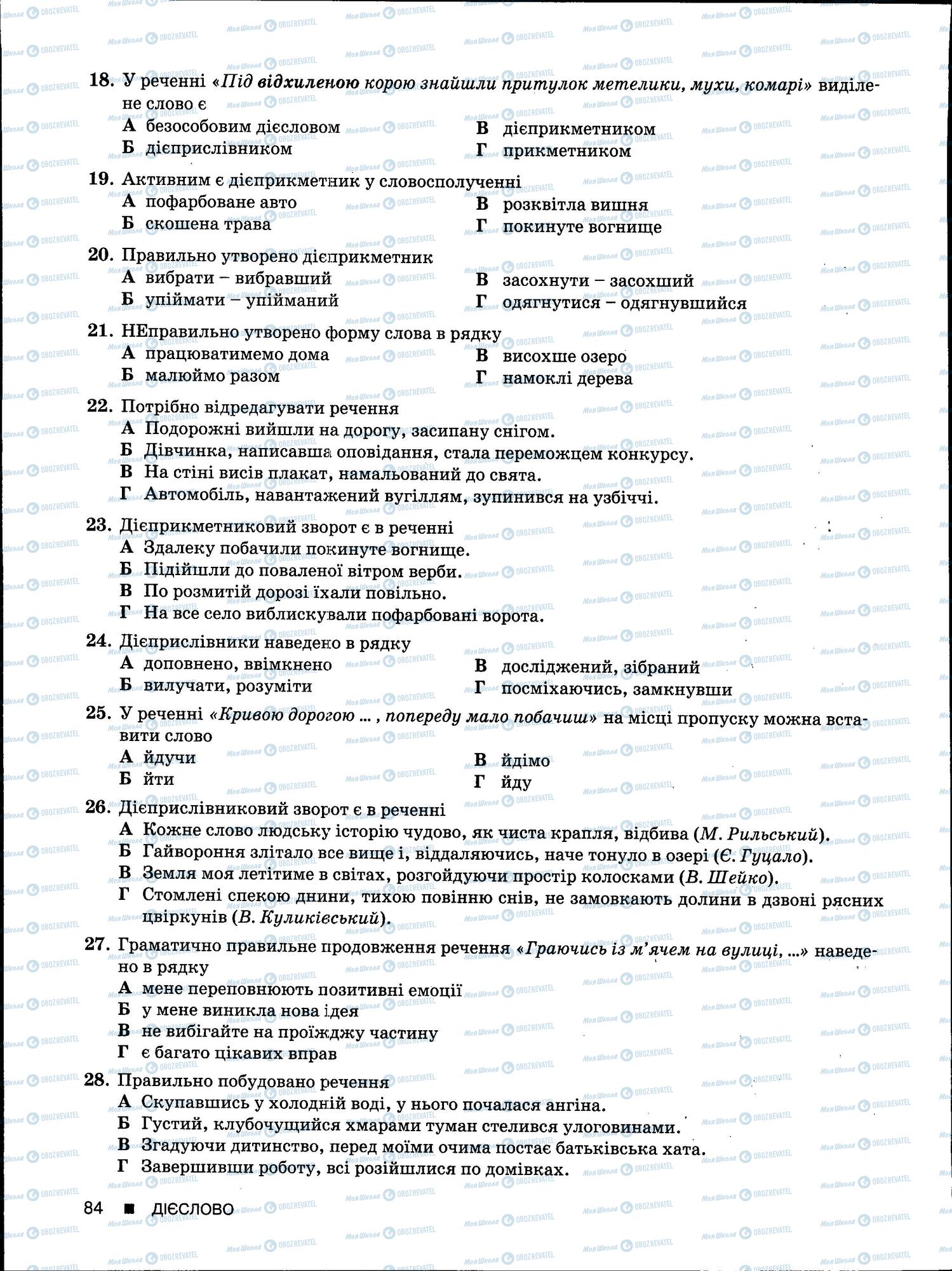 ЗНО Українська мова 11 клас сторінка 84