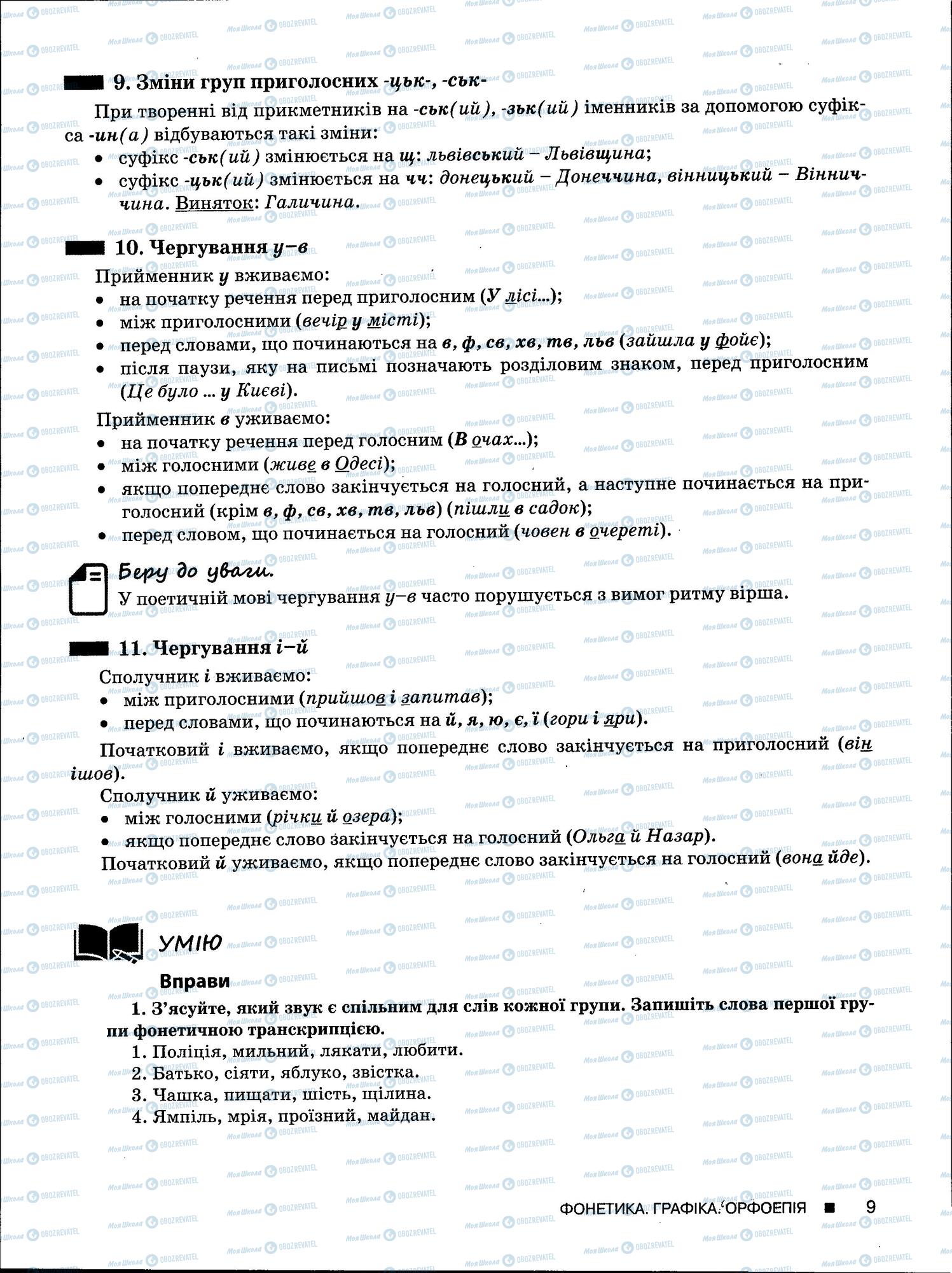 ЗНО Укр мова 11 класс страница 9