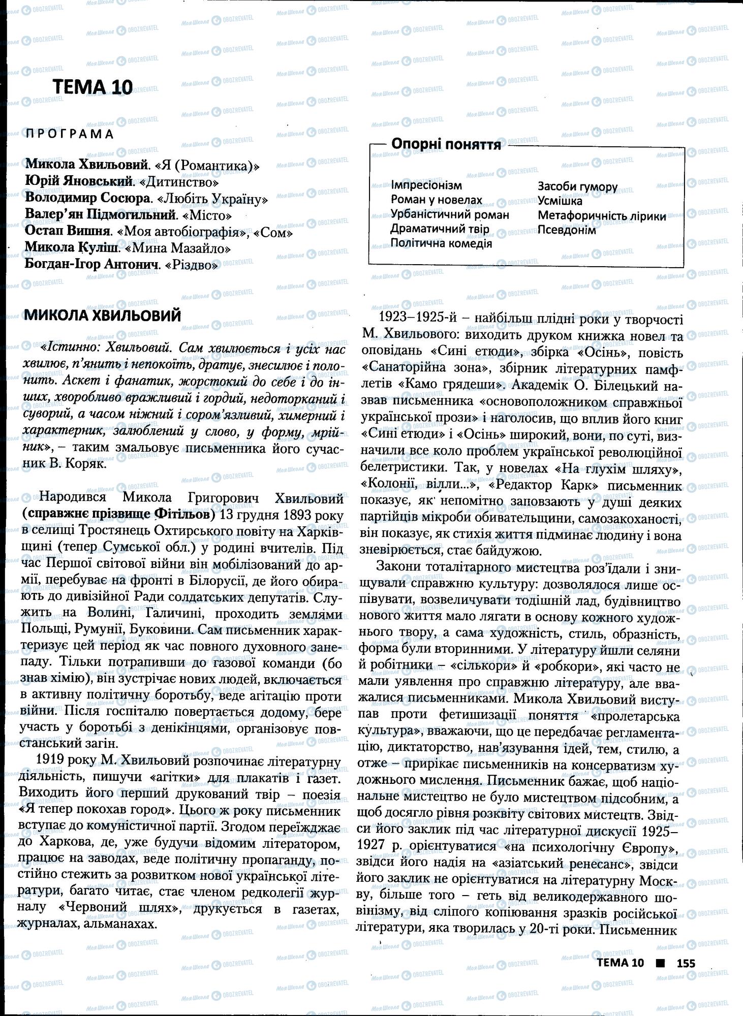 ЗНО Українська література 11 клас сторінка 155