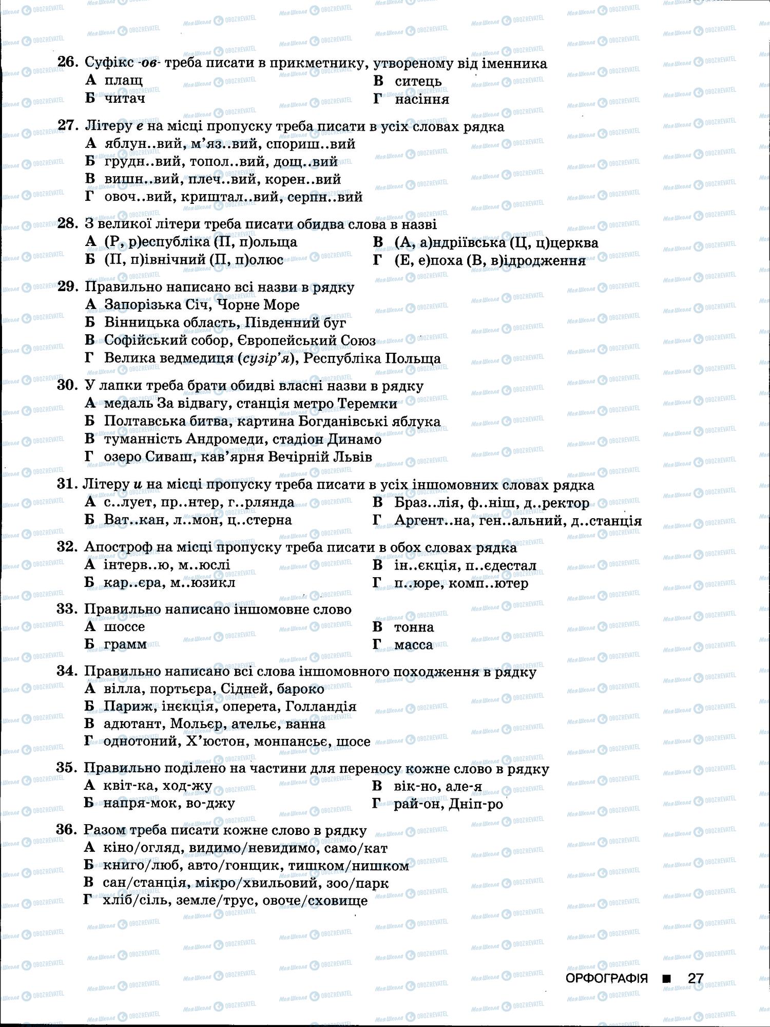 ЗНО Укр мова 11 класс страница 27