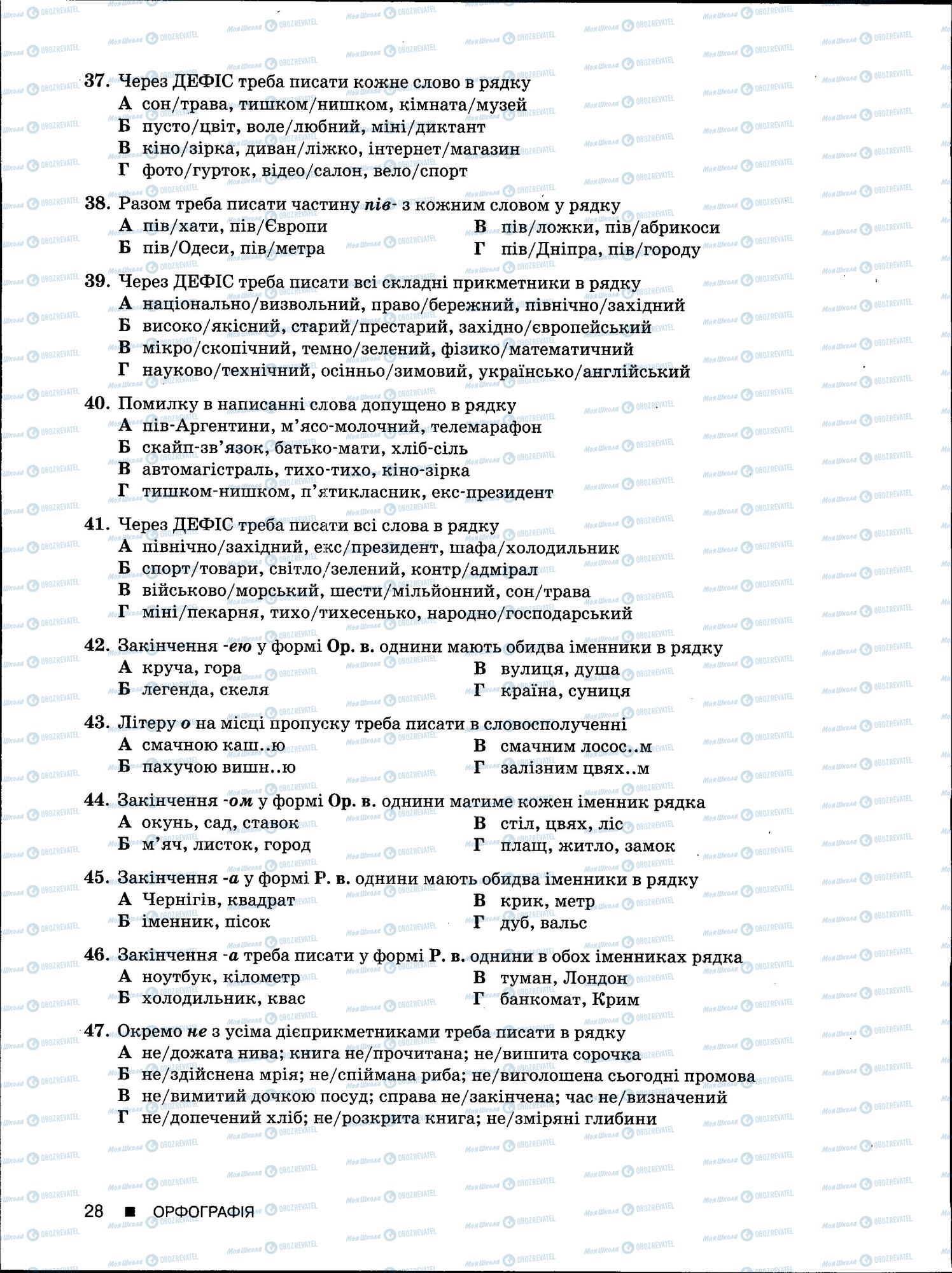 ЗНО Укр мова 11 класс страница 28