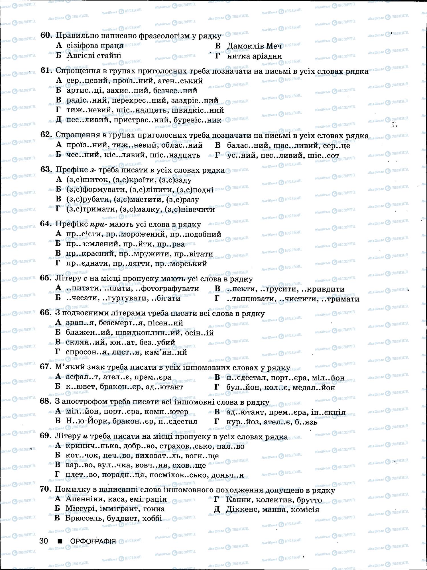 ЗНО Укр мова 11 класс страница 30
