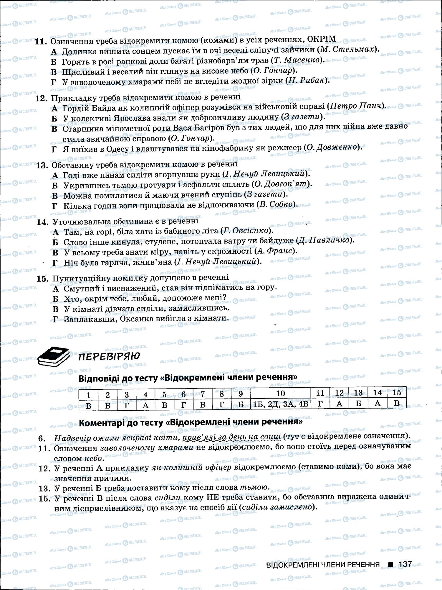 ЗНО Українська мова 11 клас сторінка 137