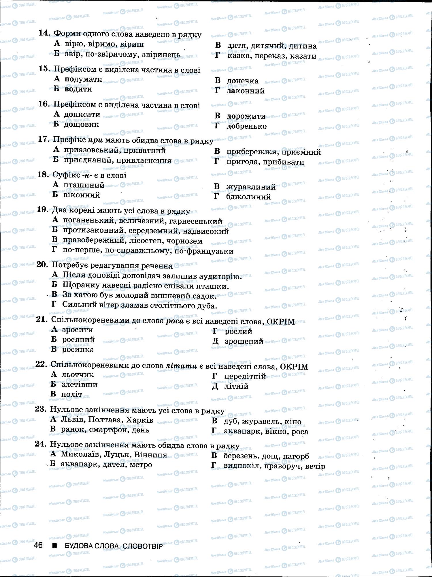 ЗНО Укр мова 11 класс страница 46